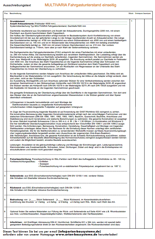 MULTIVARIA Ausschreibungstext - Fahrradüberdachung