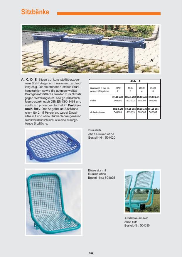 RELAX Sitzbänke Katalogauszug