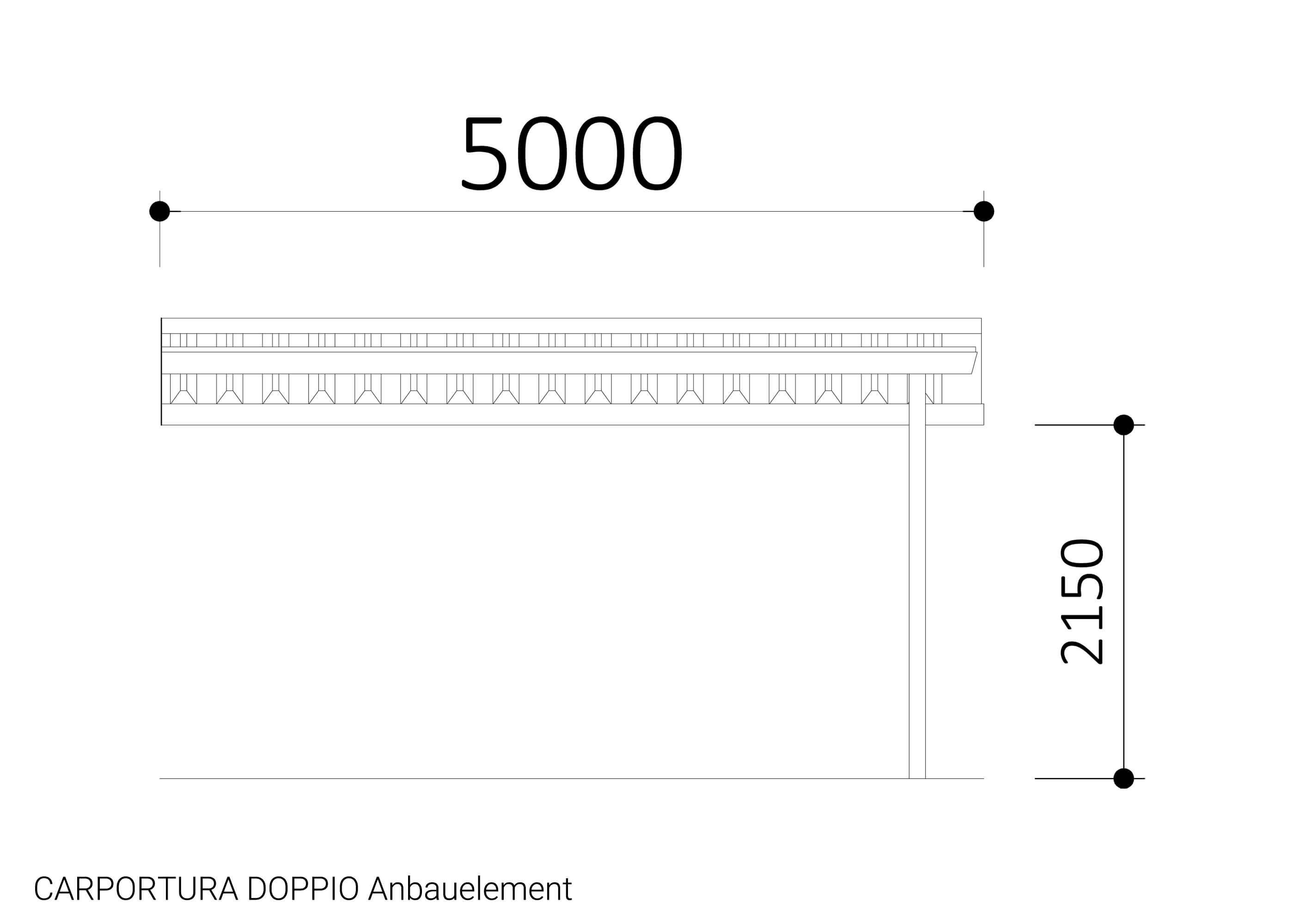 CARPORTURA DOPPIO Anbauelement Zeichnung