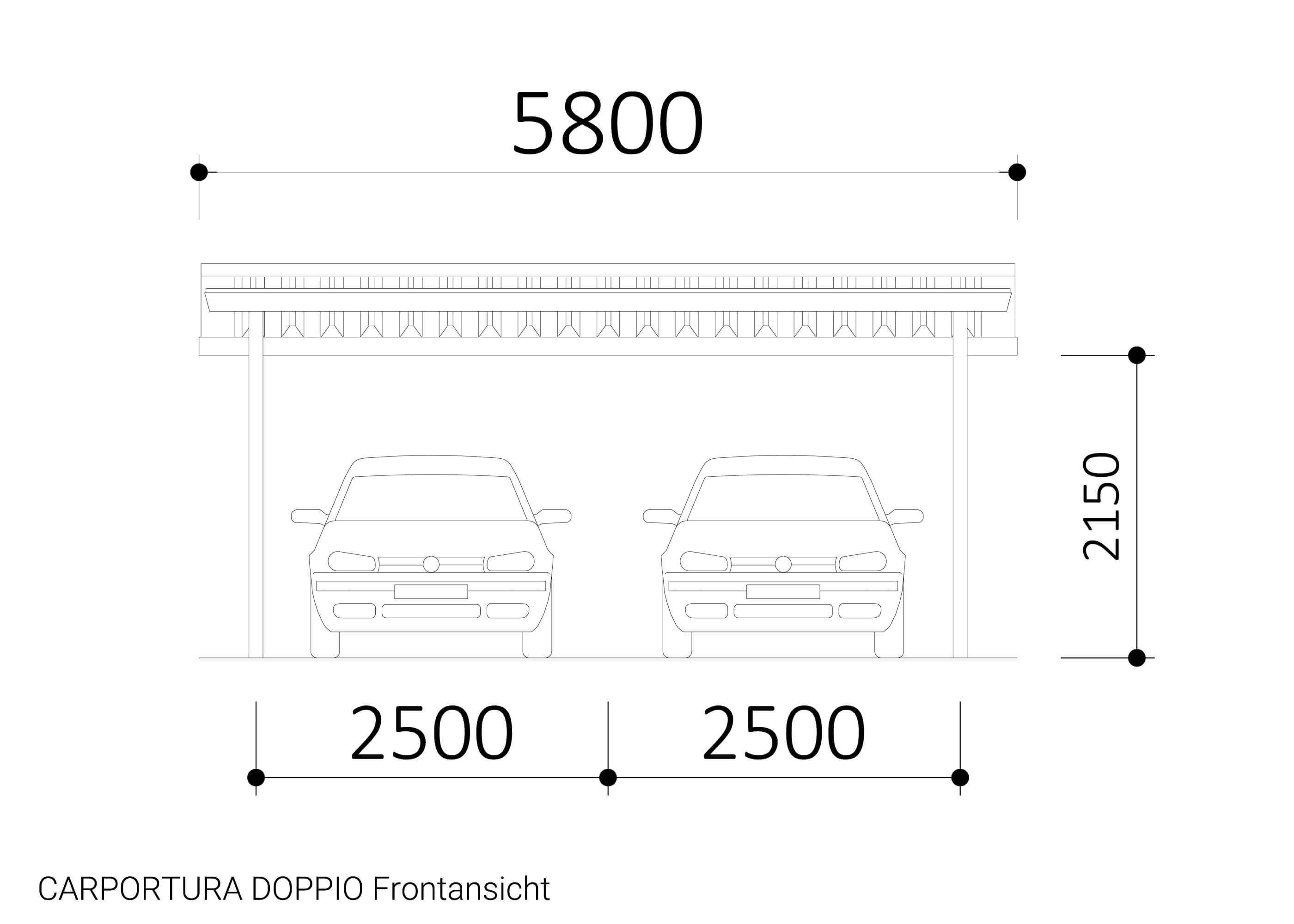 CARPORTURA DOPPIO Frontansicht Zeichnung