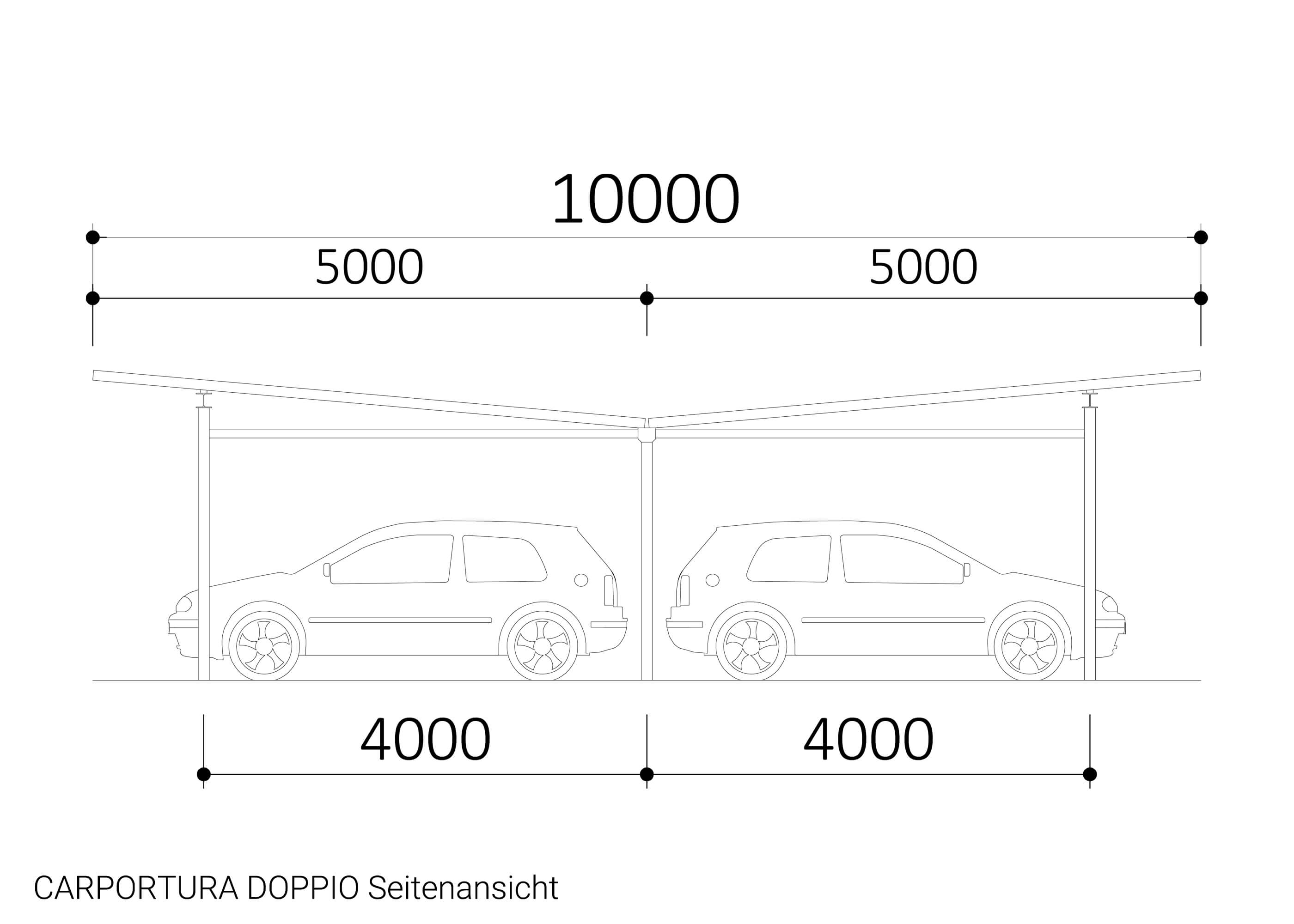 CARPORTURA DOPPIO Seitenansicht Zeichnung