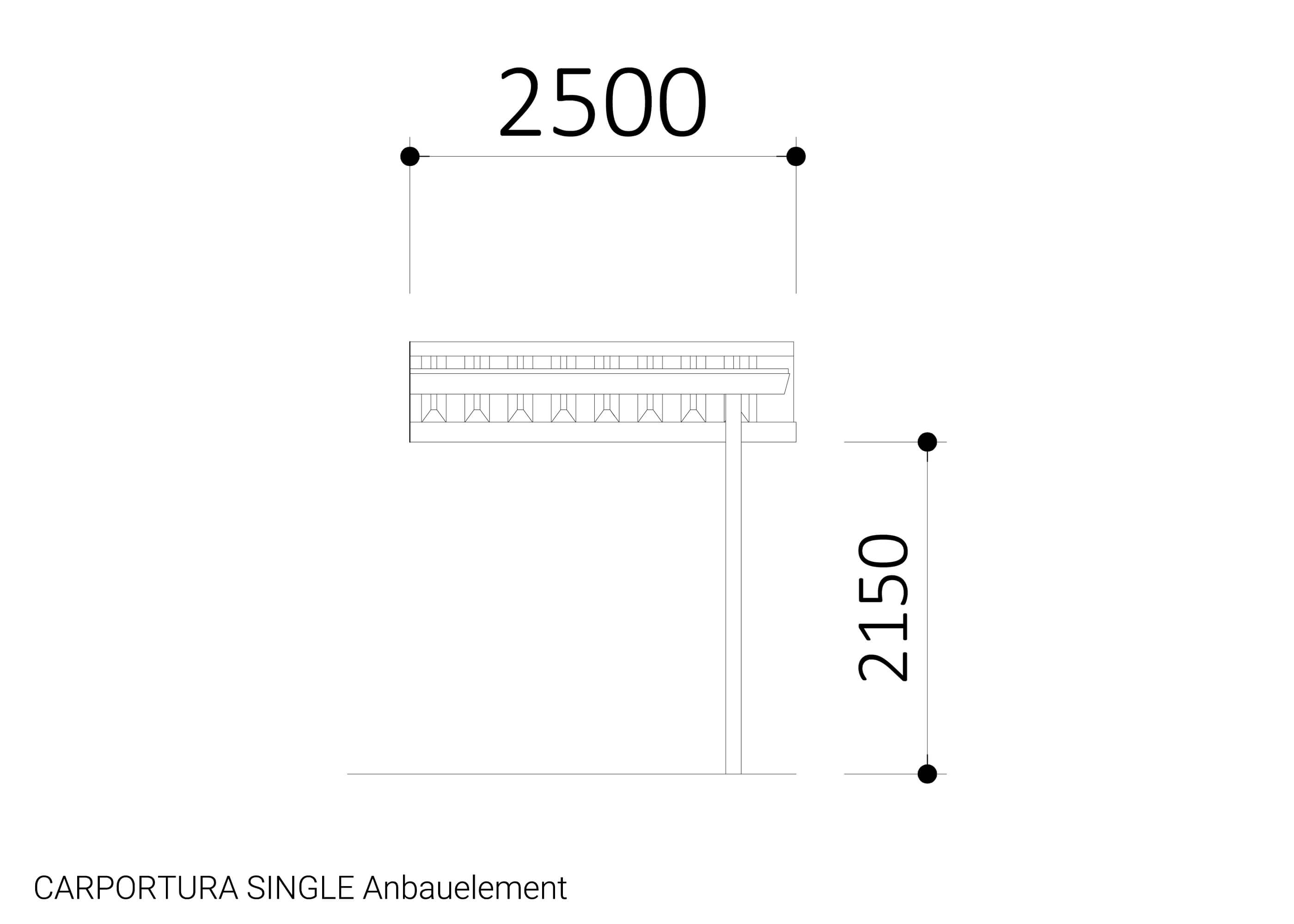 CARPORTURA SINGLE Anbauelement Zeichnung
