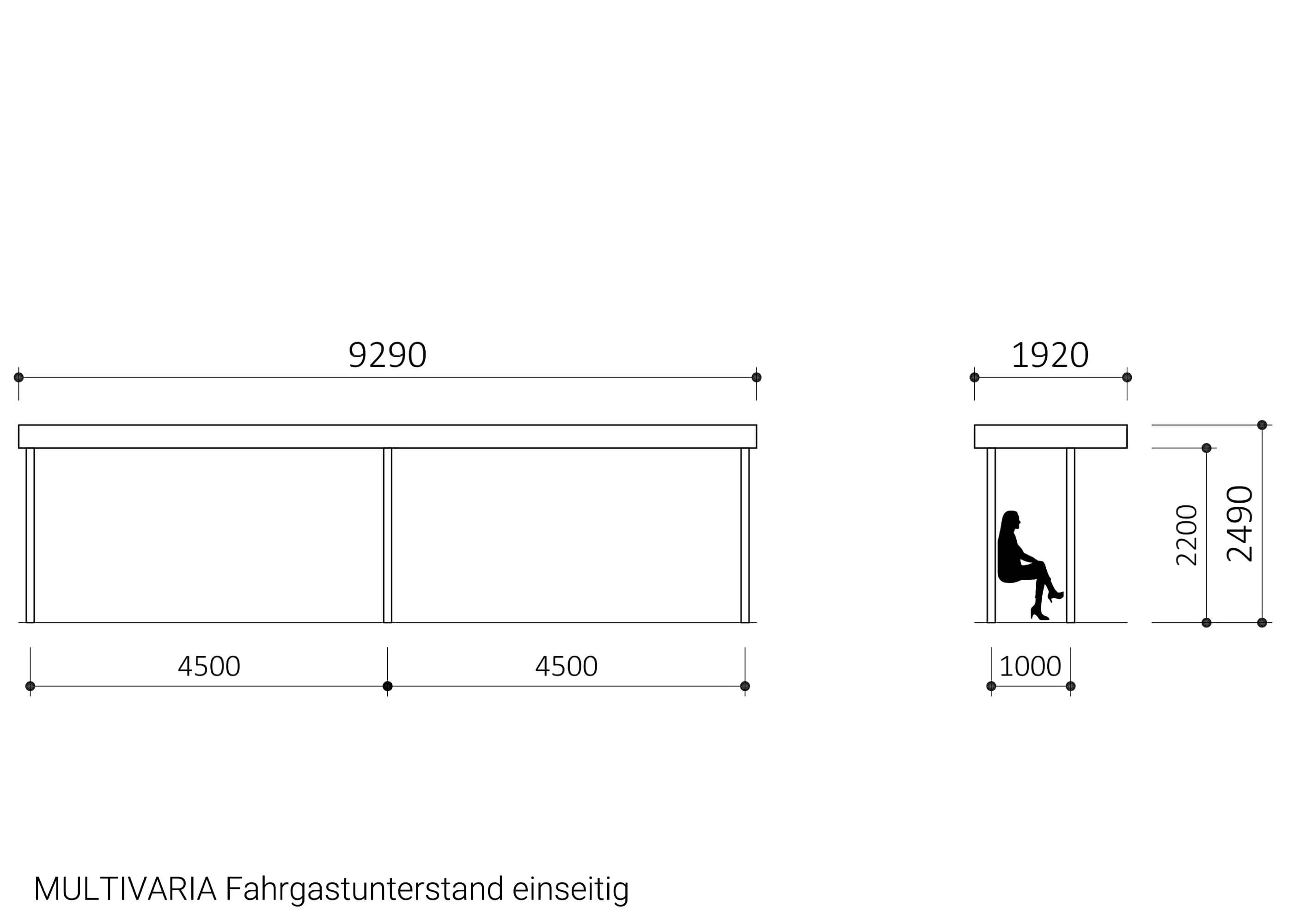 MULTIVARIA Fahrgastunterstand einseitig MULTIVARIA Fahrgastunterstand einseitigv