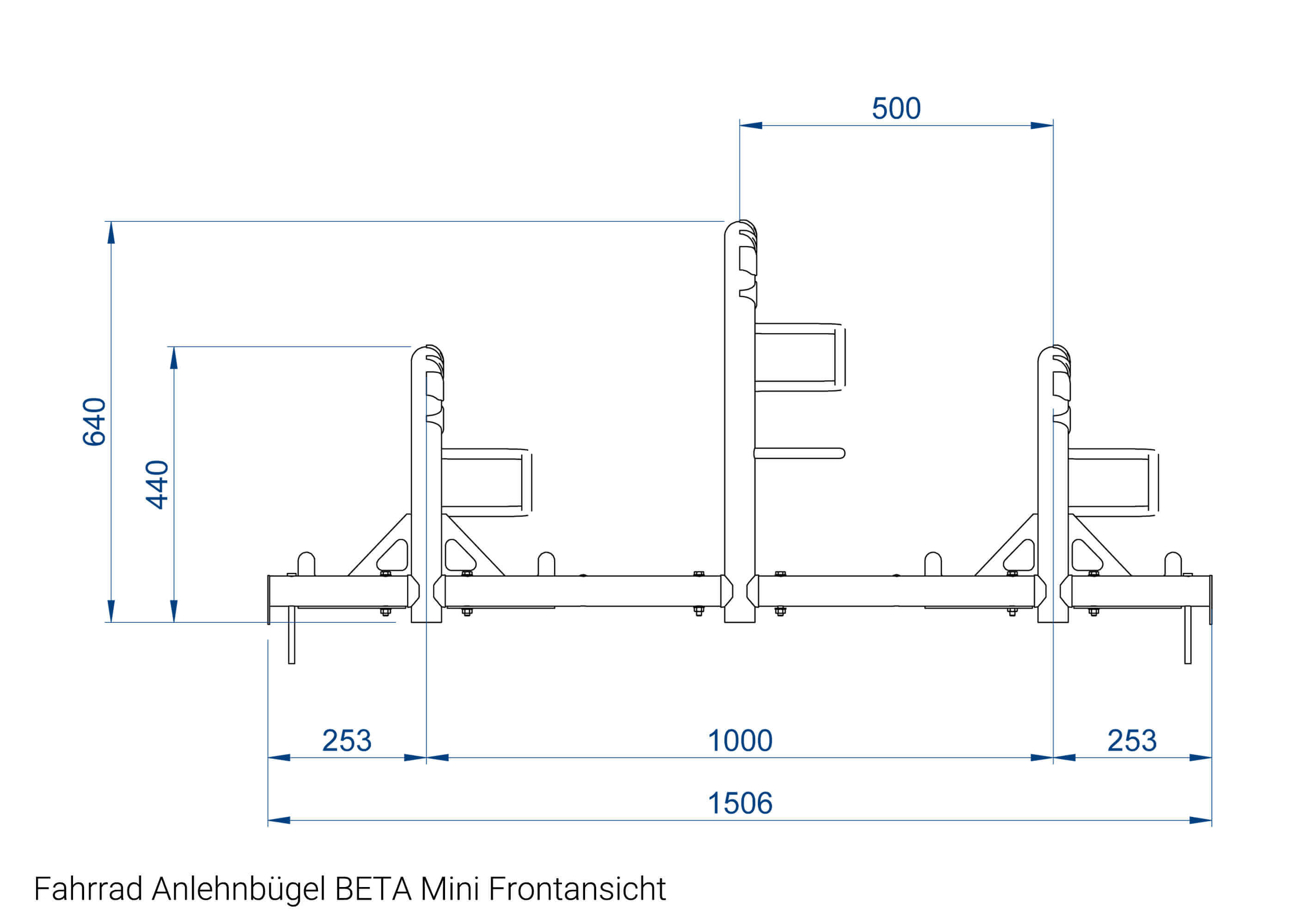 Fahrrad Anlehnbügel BETA-MINI Frontansicht