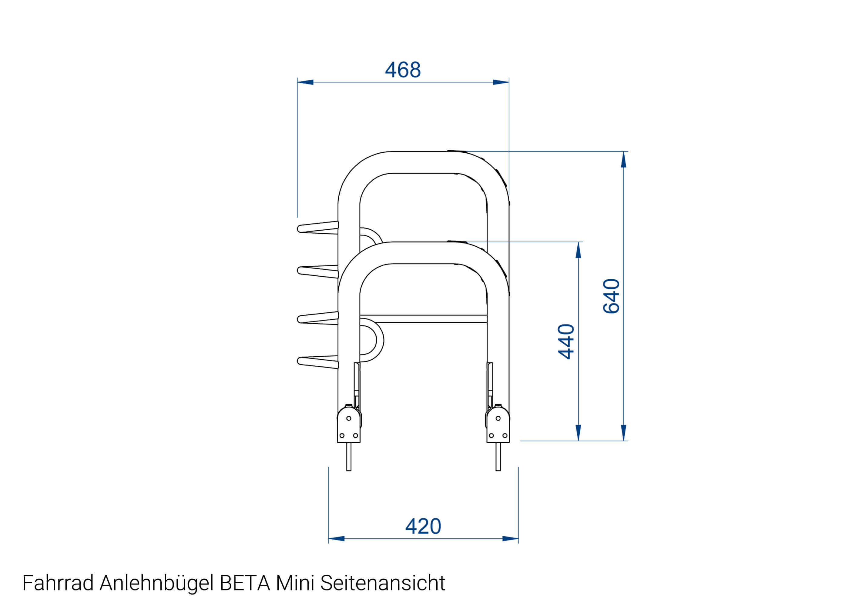 Fahrrad Anlehnbügel BETA-MINI Seitenansicht