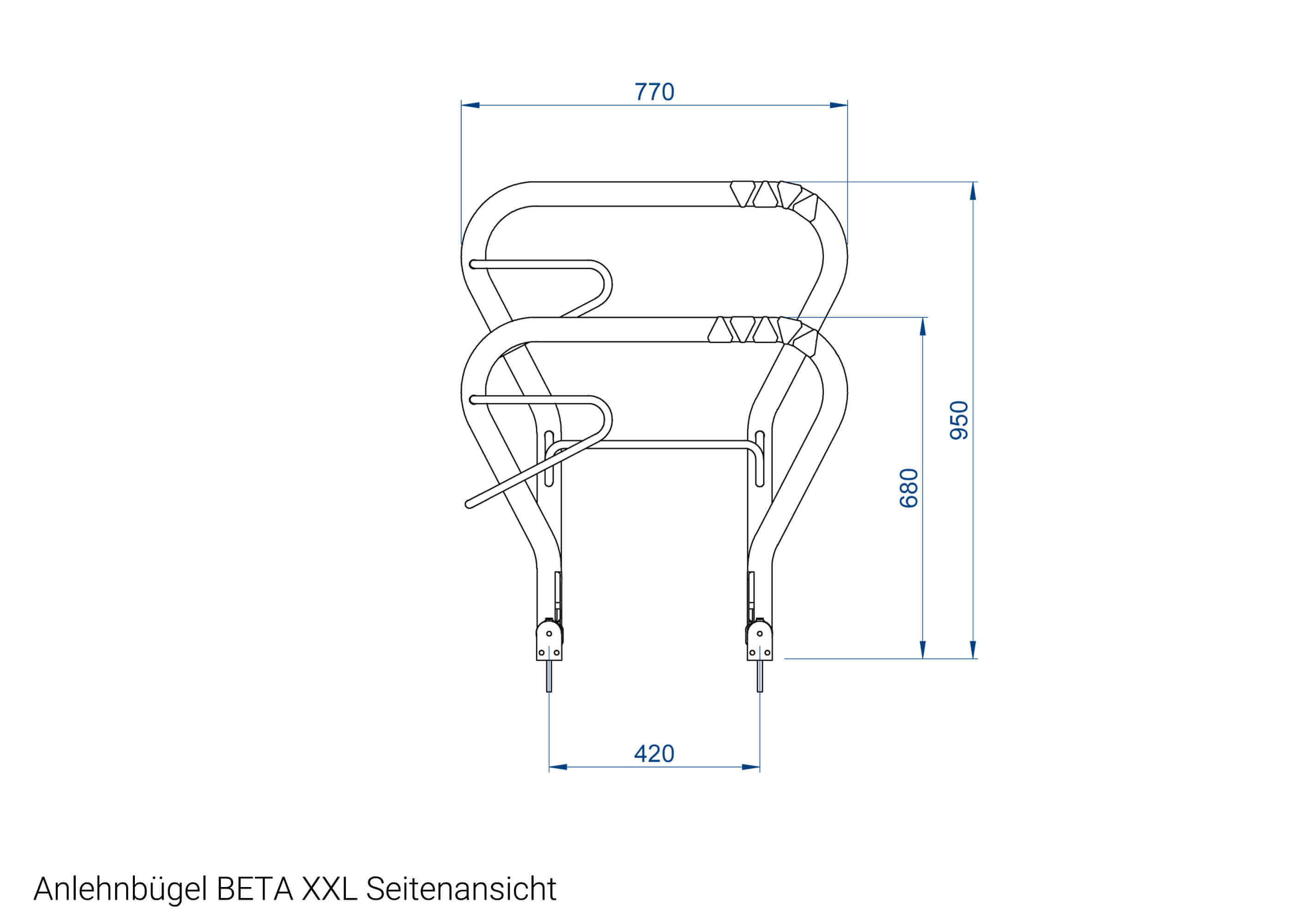 Fahrrad Anlehnbügel Beta XXL Seitenansicht Zeichnung Fahrrad Anlehnbügel Beta XXL Seitenansicht Zeichnung