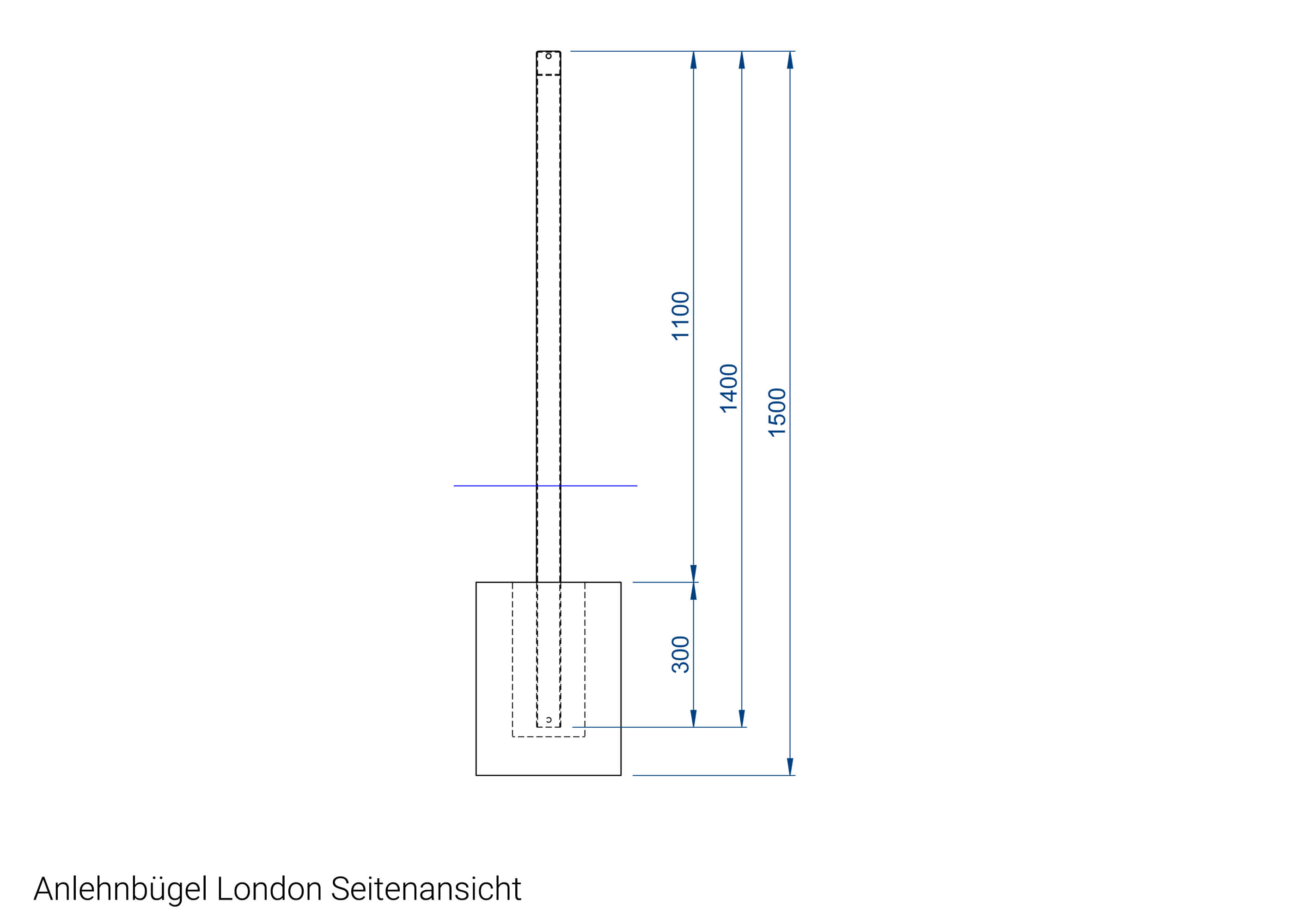 Fahrrad Anlehnbügel London Seitenansicht Fahrrad Anlehnbügel LONDON Seitenansicht