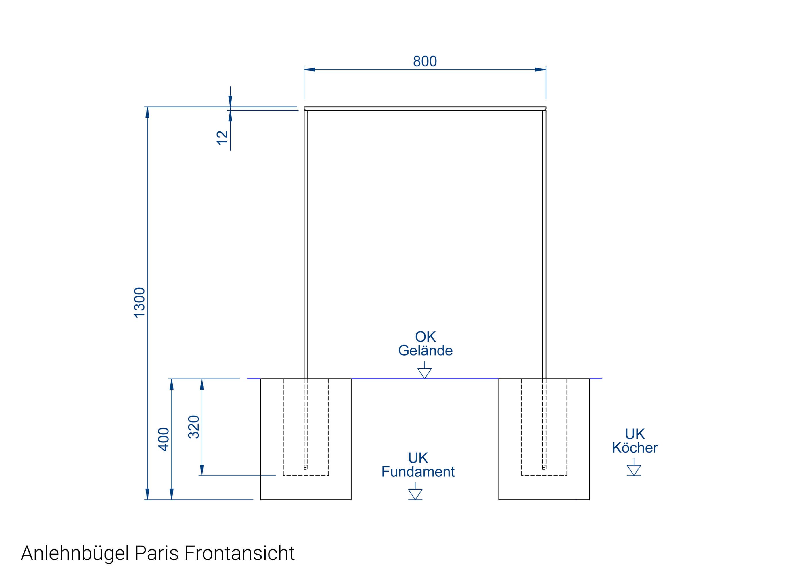 Fahrrad Anlehnbügel Paris Frontansicht