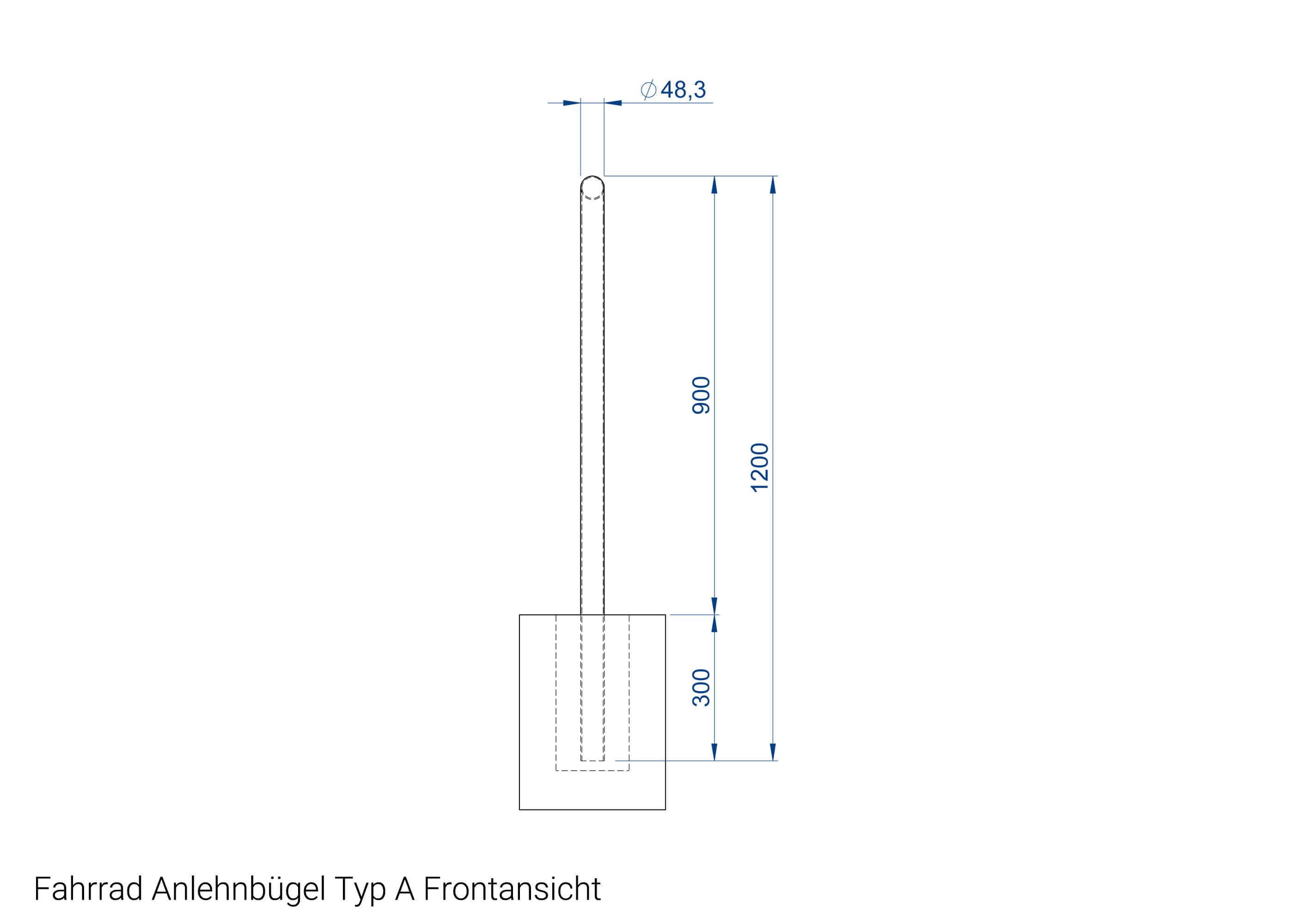 Fahrrad Anlehnbügel Typ A Frontansicht Fahrrad Anlehnbügel Typ A Frontansicht