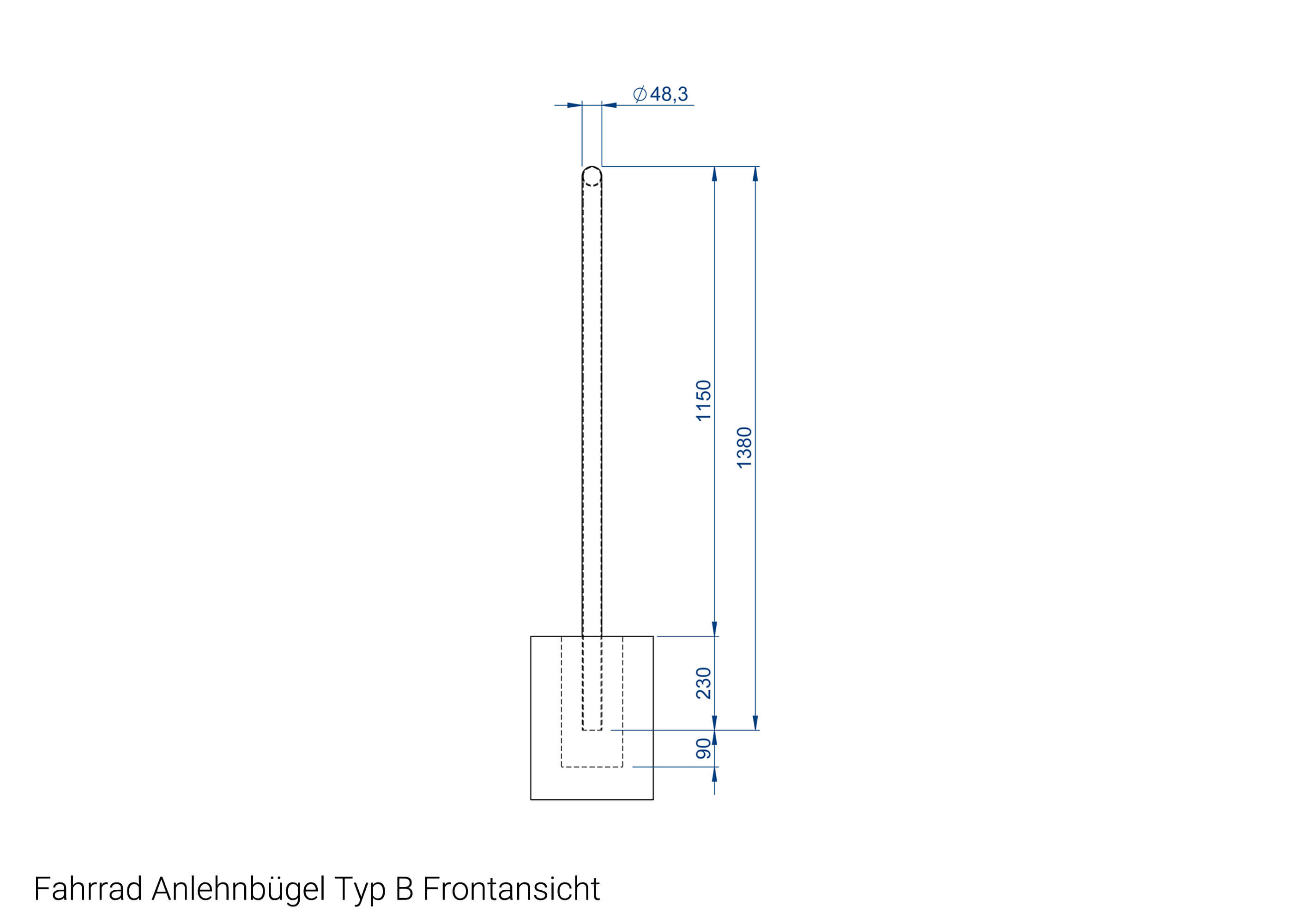 Fahrrad Anlehnbügel Typ B Frontansicht Fahrrad Anlehnbügel Typ B Frontansicht