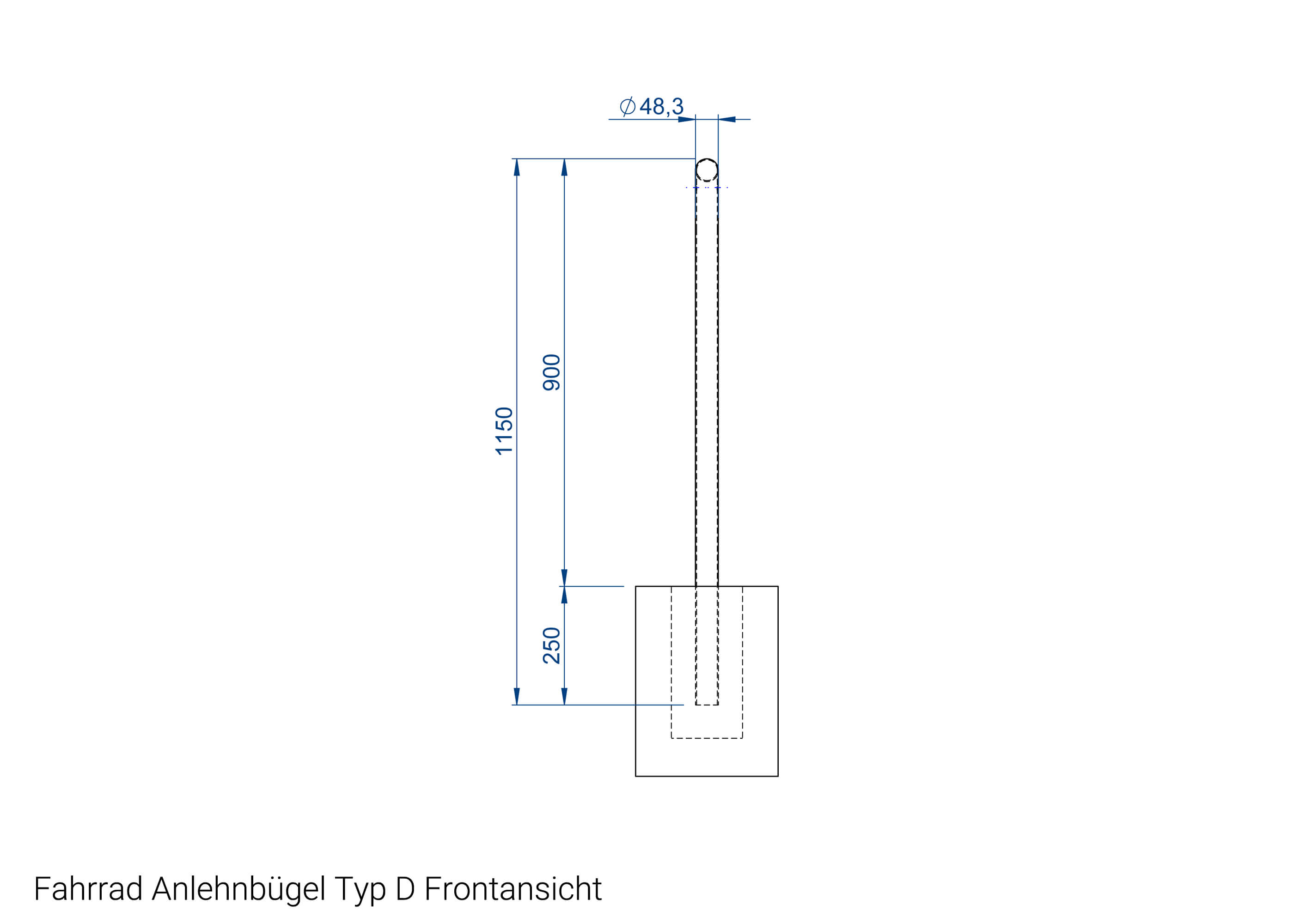 Fahrrad Anlehnbügel Typ D Frontansicht Fahrrad Anlehnbügel Typ D Frontansicht