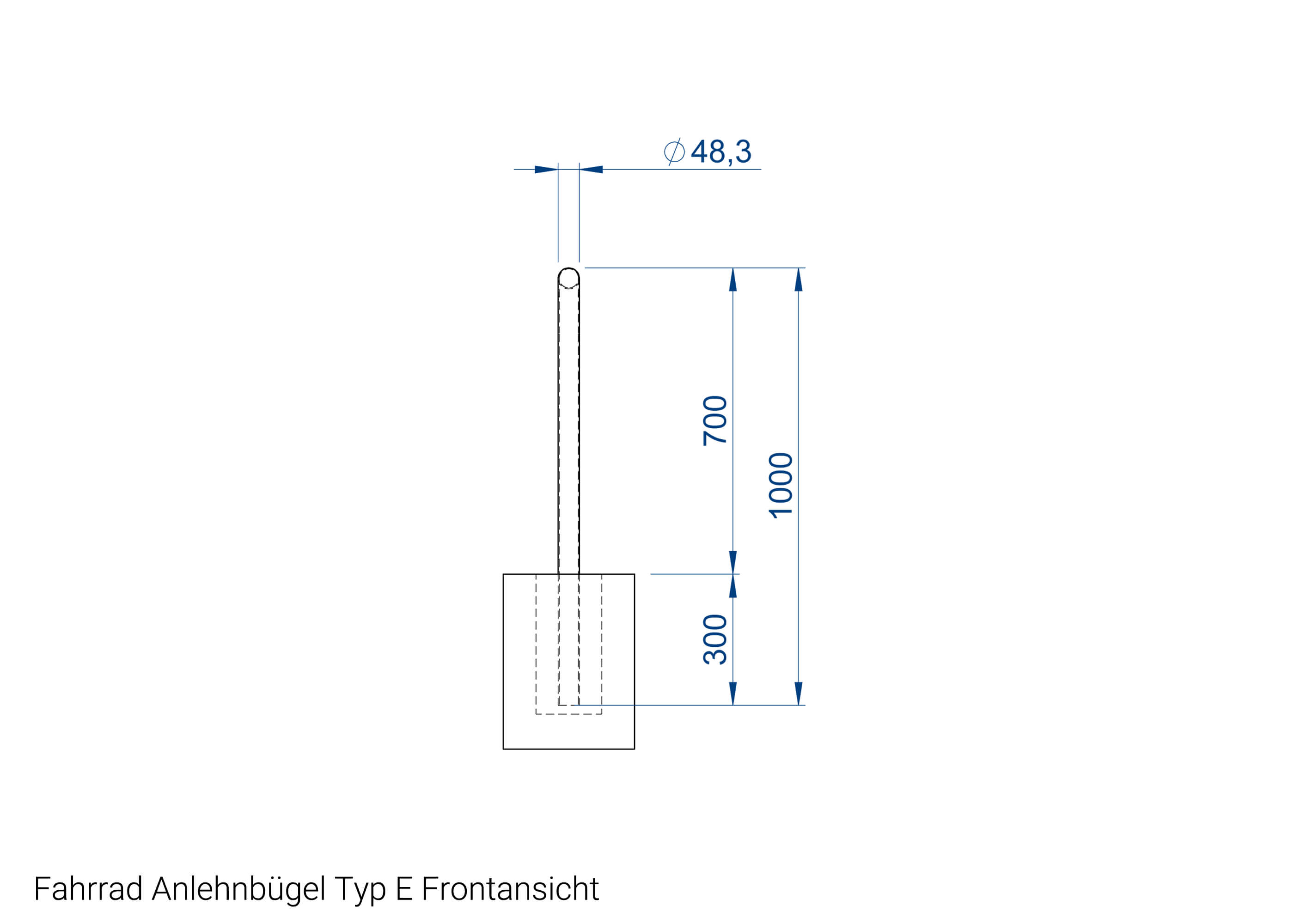 Fahrrad Anlehnbügel Typ E Frontansicht Fahrrad Anlehnbügel Typ E Frontansicht