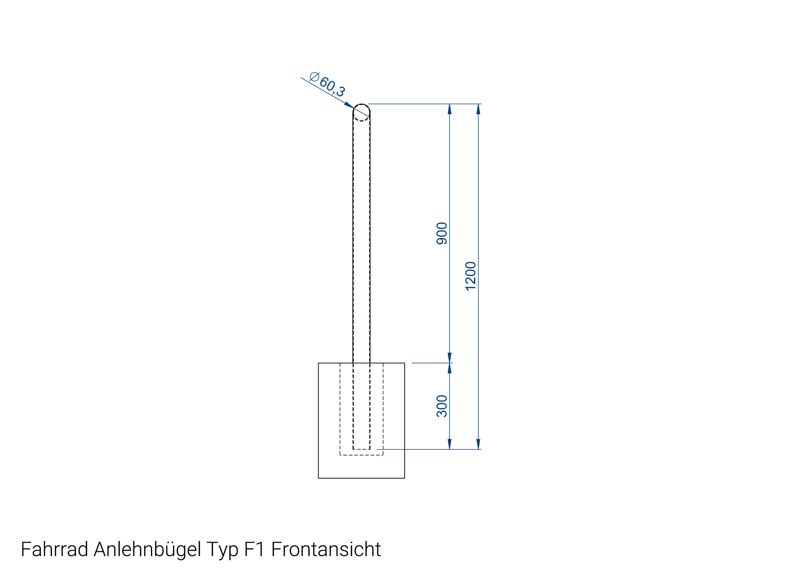 Fahrrad Anlehnbügel Typ F1 Frontansicht Fahrrad Anlehnbügel Typ F1 Frontansicht