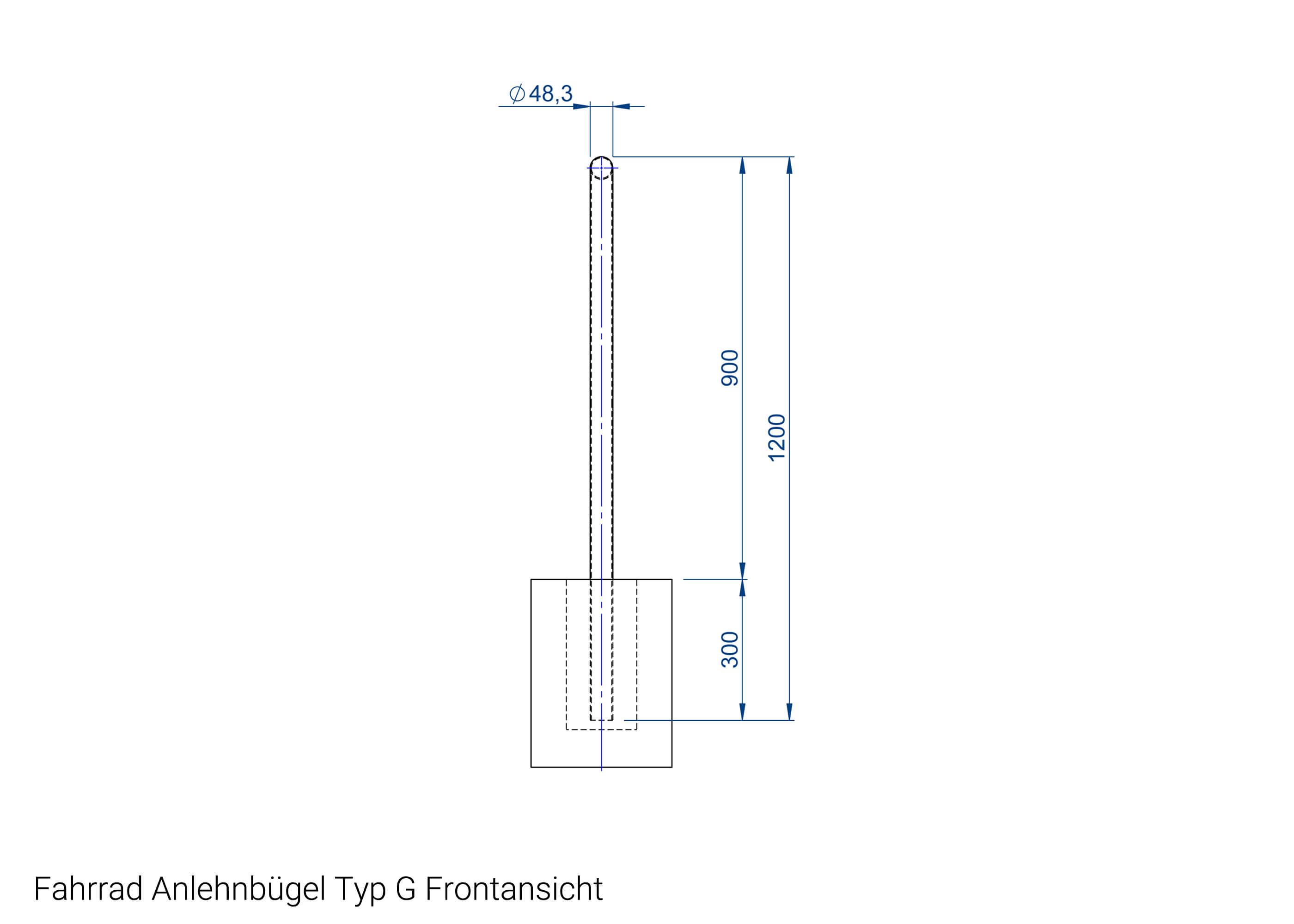 Fahrrad Anlehnbügel Typ G Frontansicht Fahrrad Anlehnbügel Typ G Frontansicht