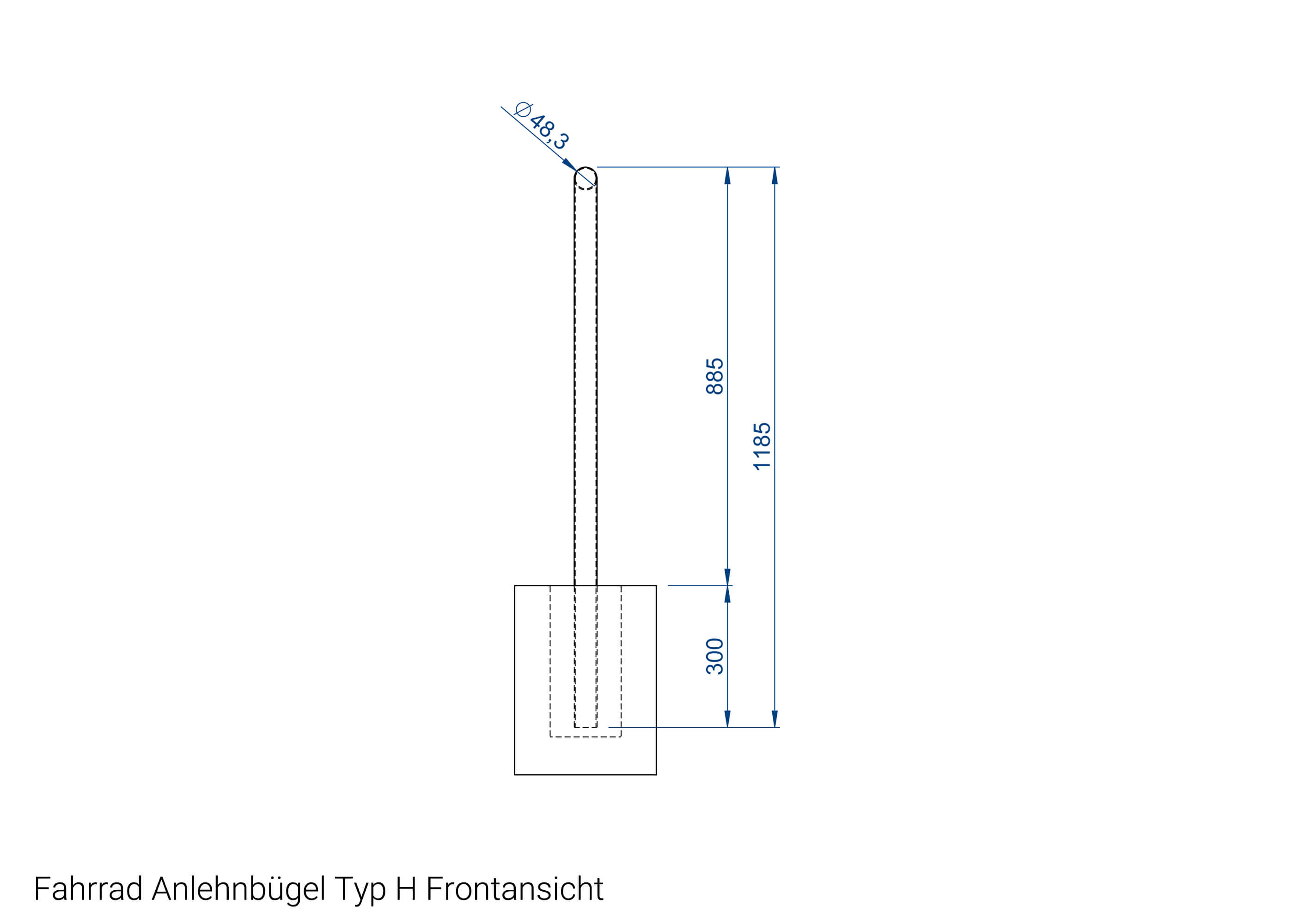 Fahrrad Anlehnbügel Typ H Frontansicht Fahrrad Anlehnbügel Typ H Frontansicht