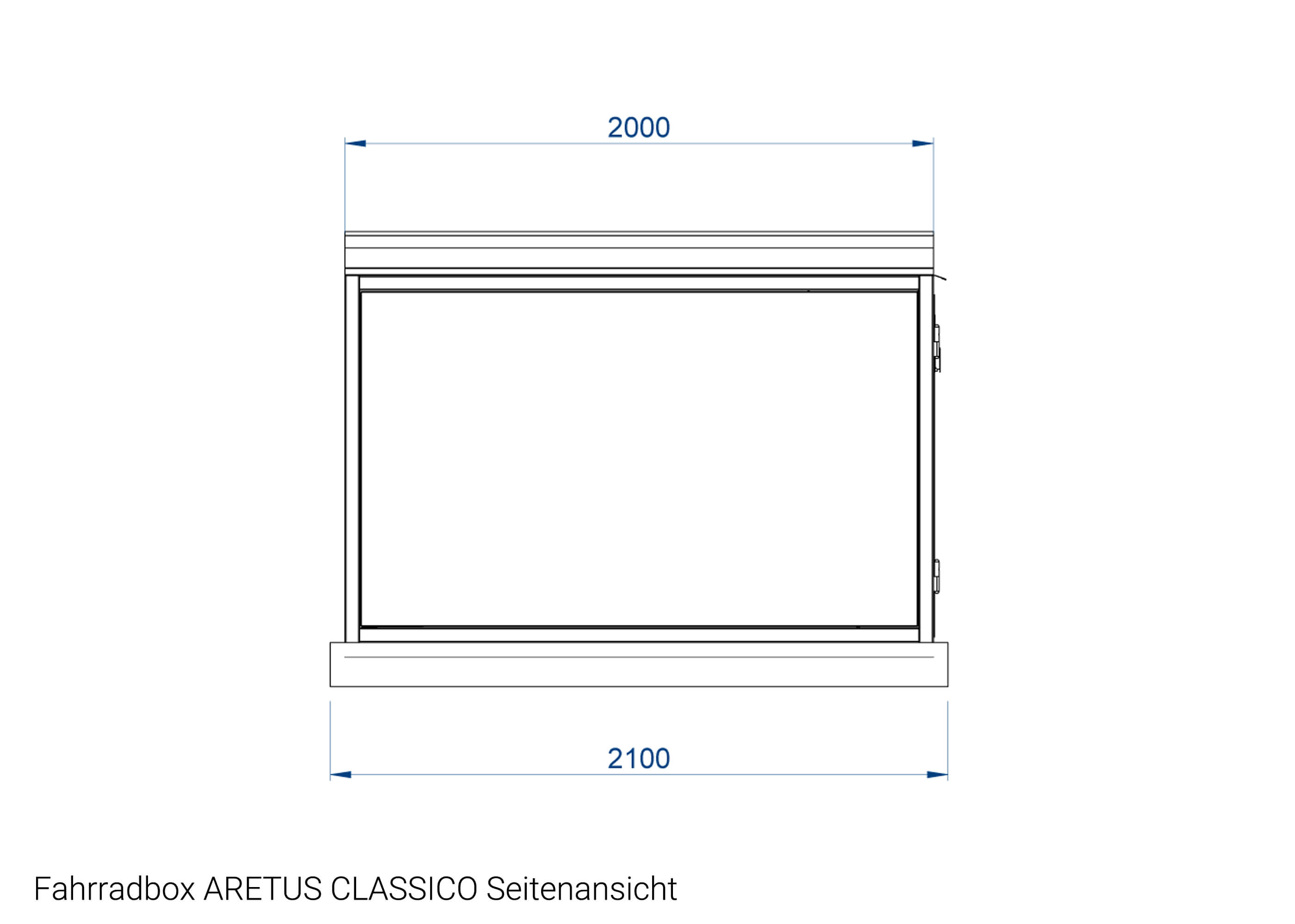 Zeichnung Fahrradbox ARETUS CLASSICO Seitenansicht