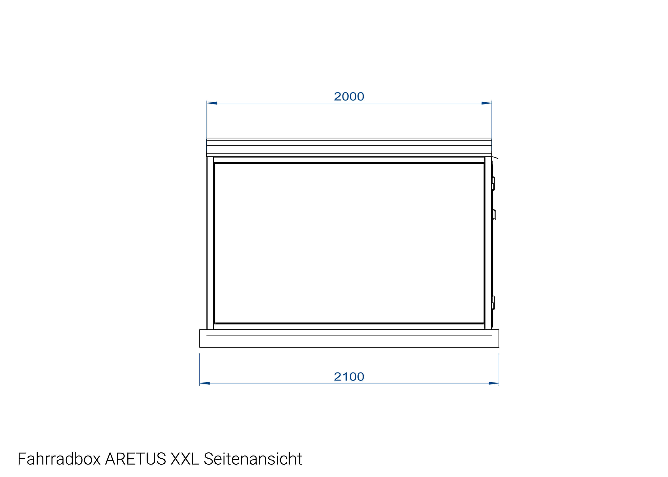 Zeichnung Fahrradbox ARETUS XXL Seitenansicht