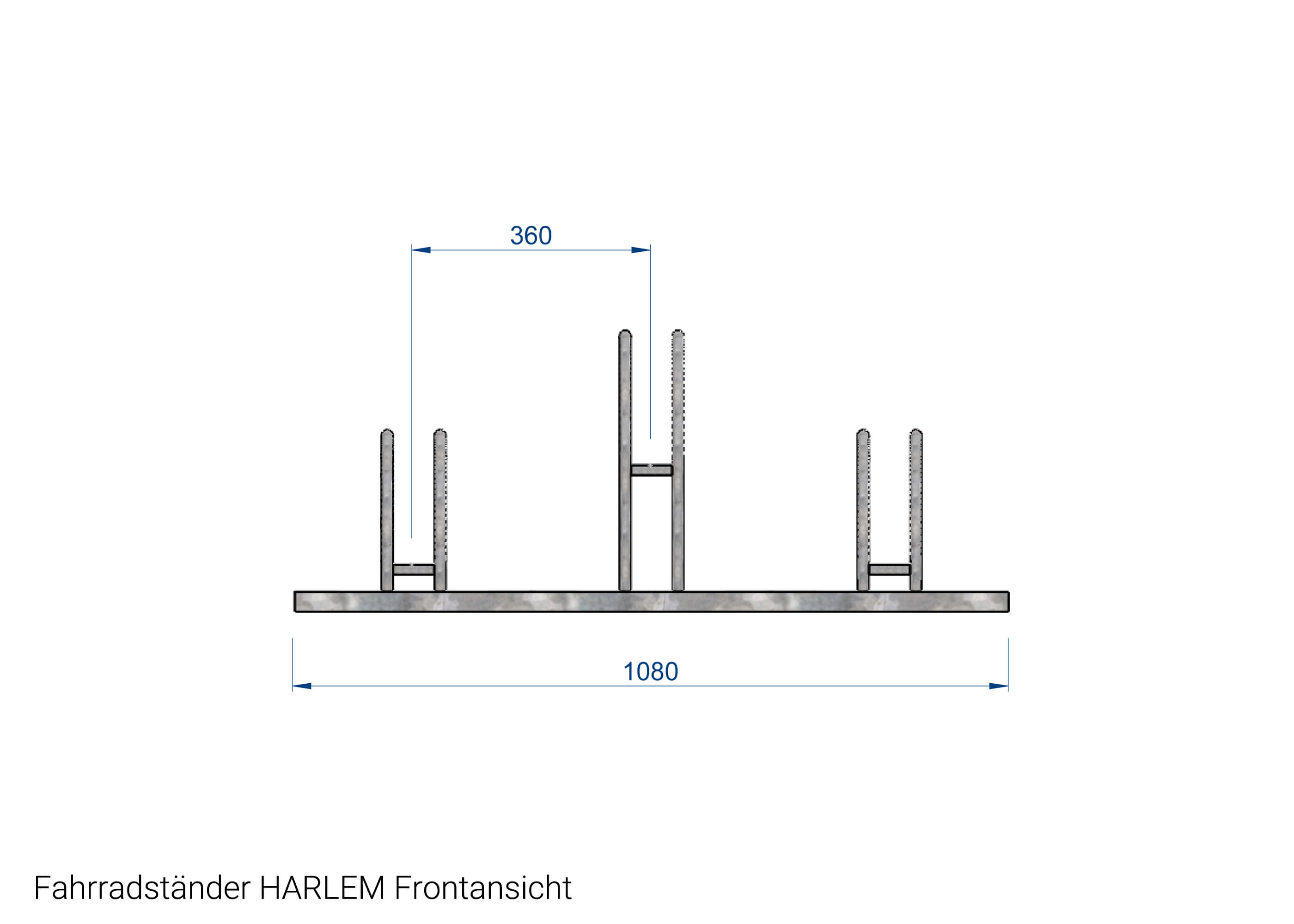 Fahrradständer HARLEM Frontansicht Zeichnung