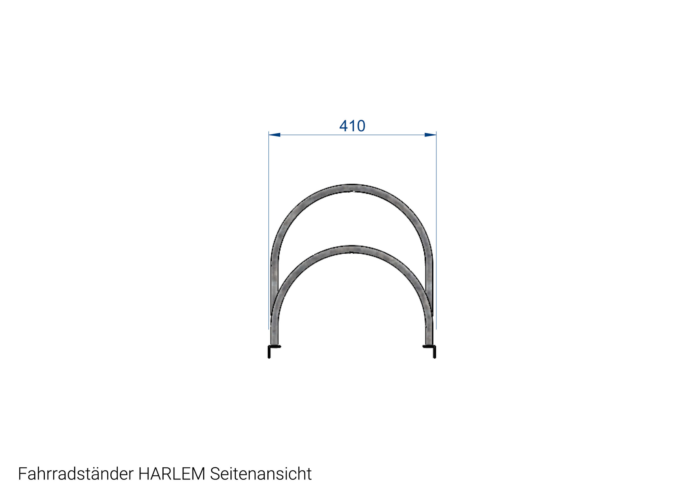 Fahrradständer-HARLEM-Seitenansicht-Zeichnung