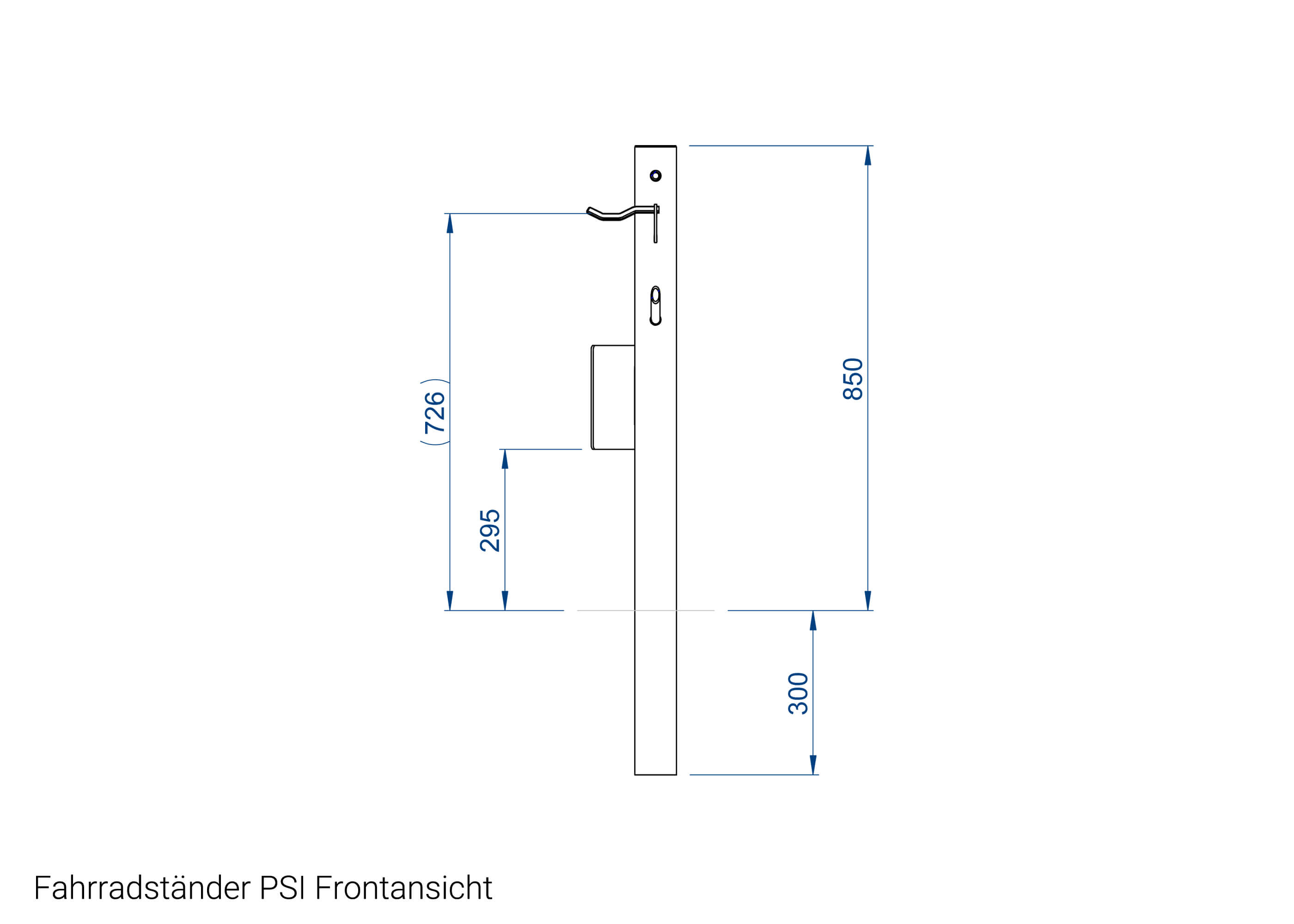 Fahrradständer PSI Frontansicht Zeichnung