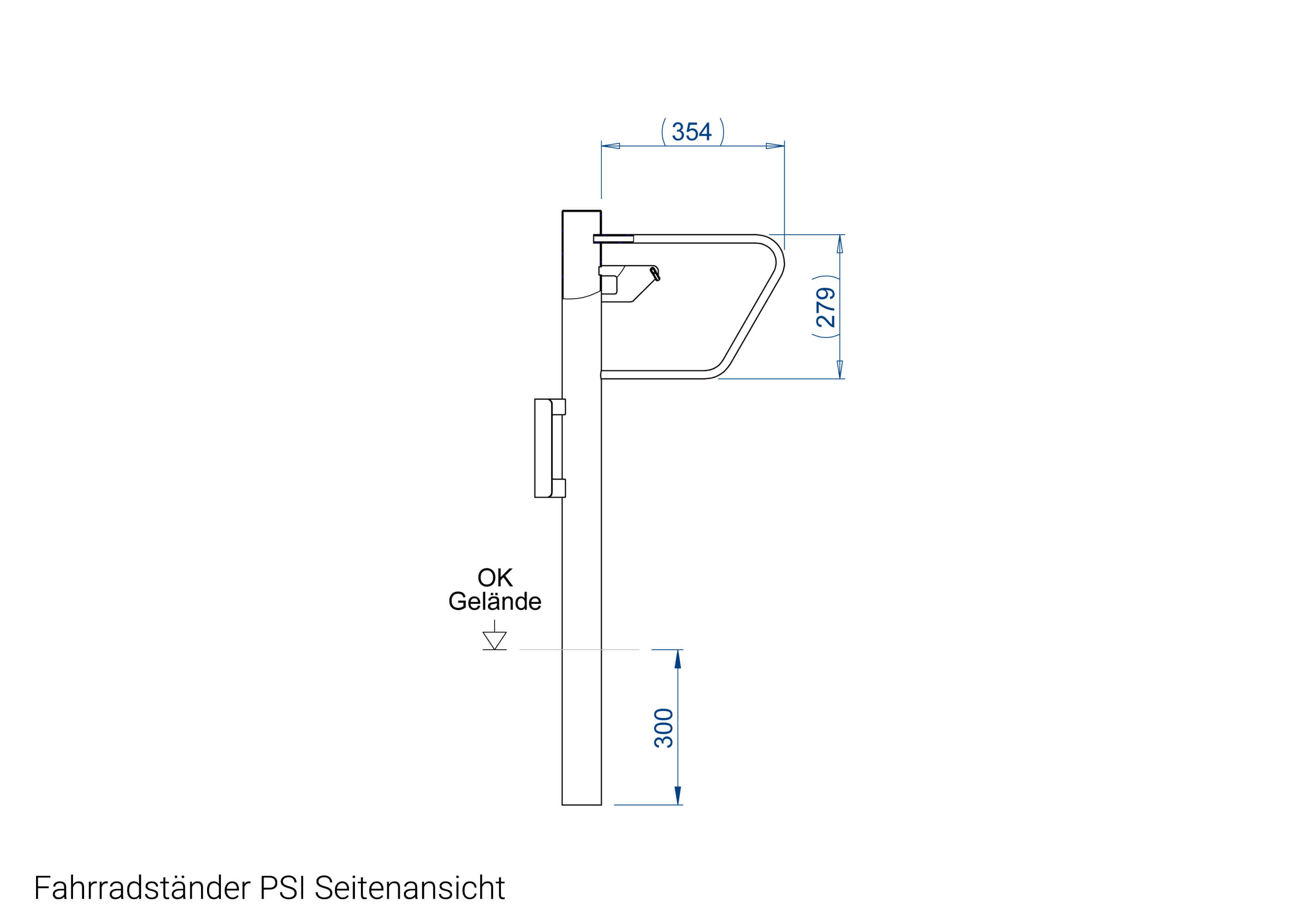 Fahrradständer PSI Seitenansicht Zeichnung