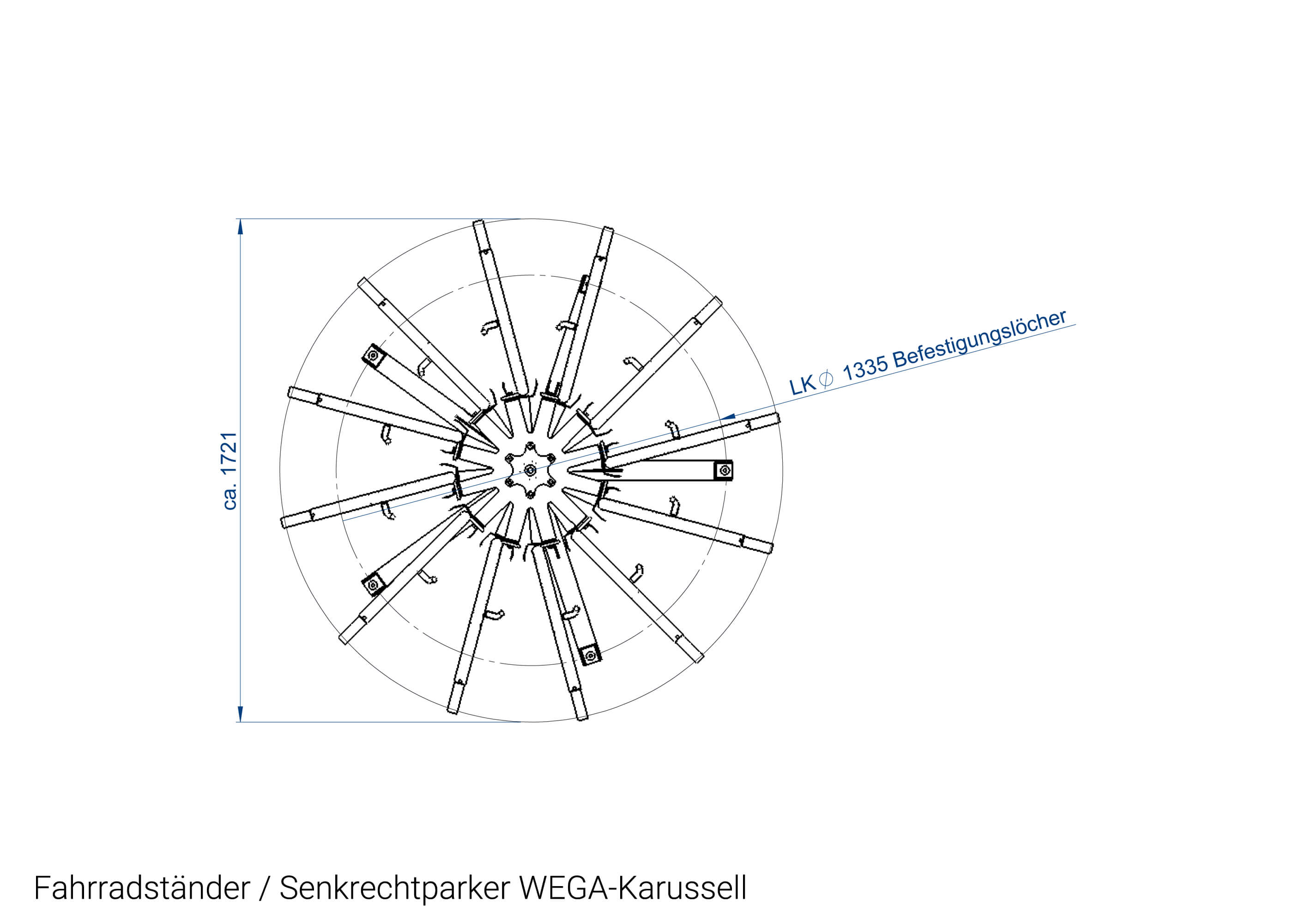 Fahrradständer Senkrechtparker WEGA Karussell Zeichnung