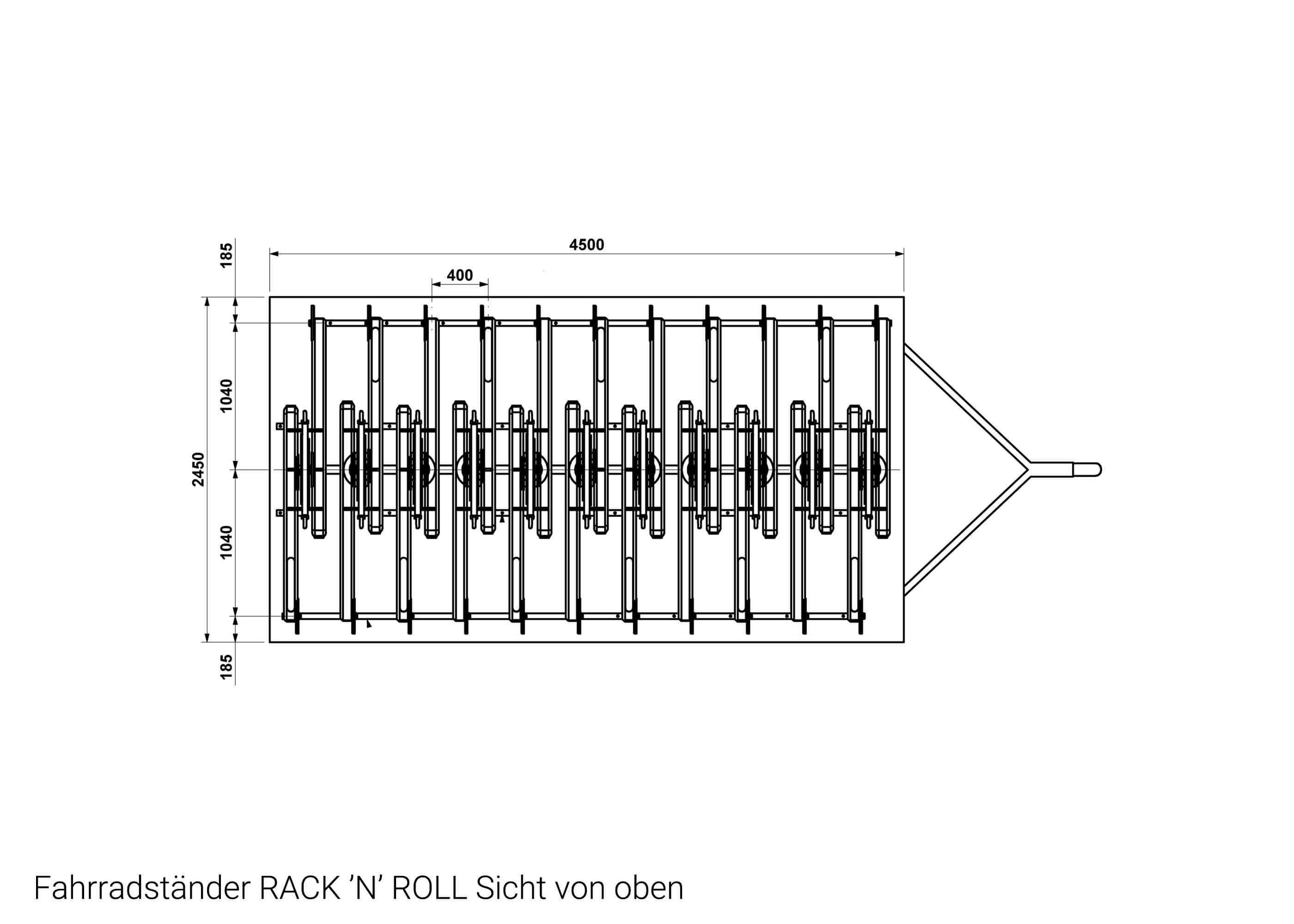 Fahrradständer RACK N ROLL Sicht von oben Zeichnung