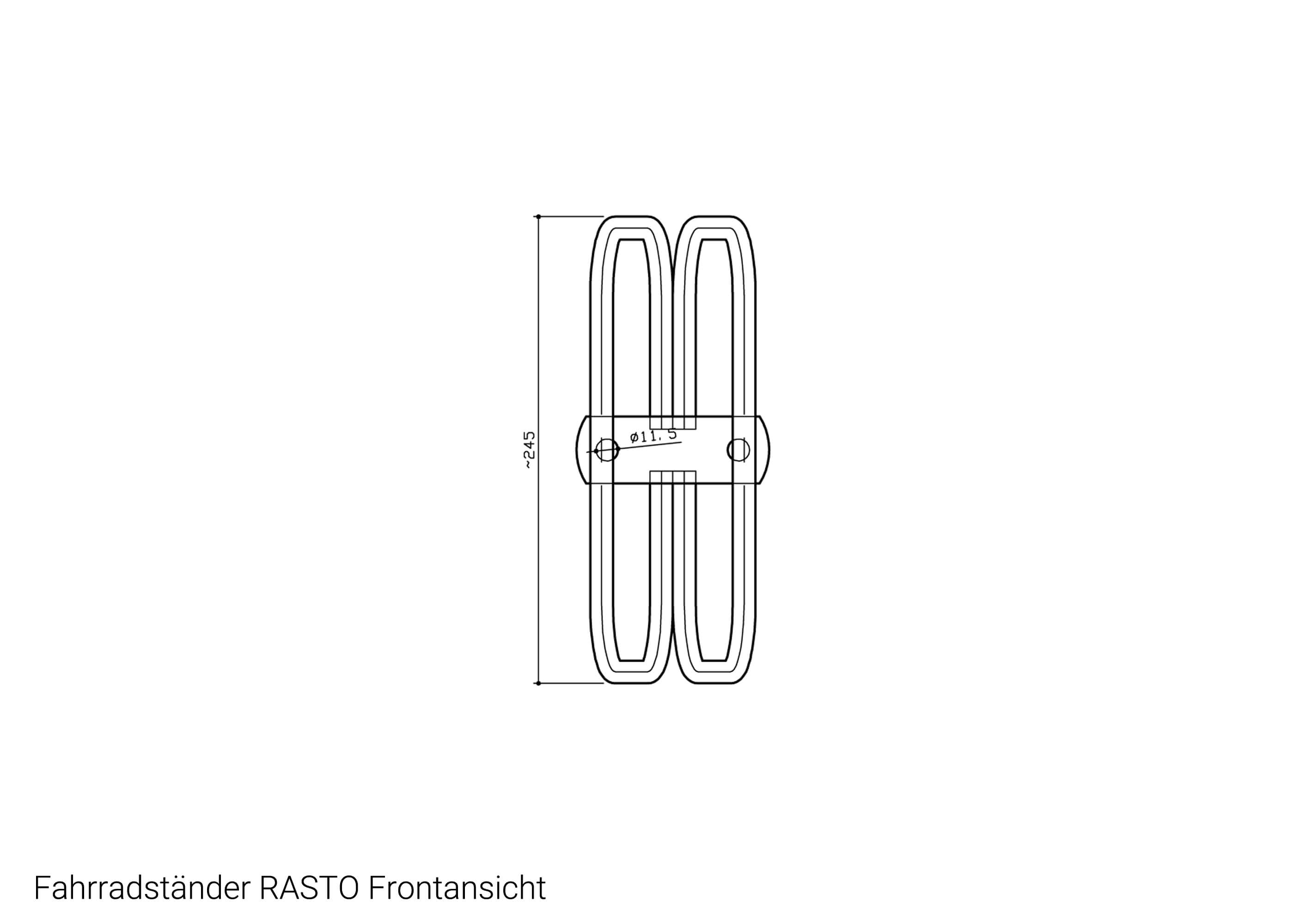 Fahrradständer RASTO Frontansicht Zeichnung