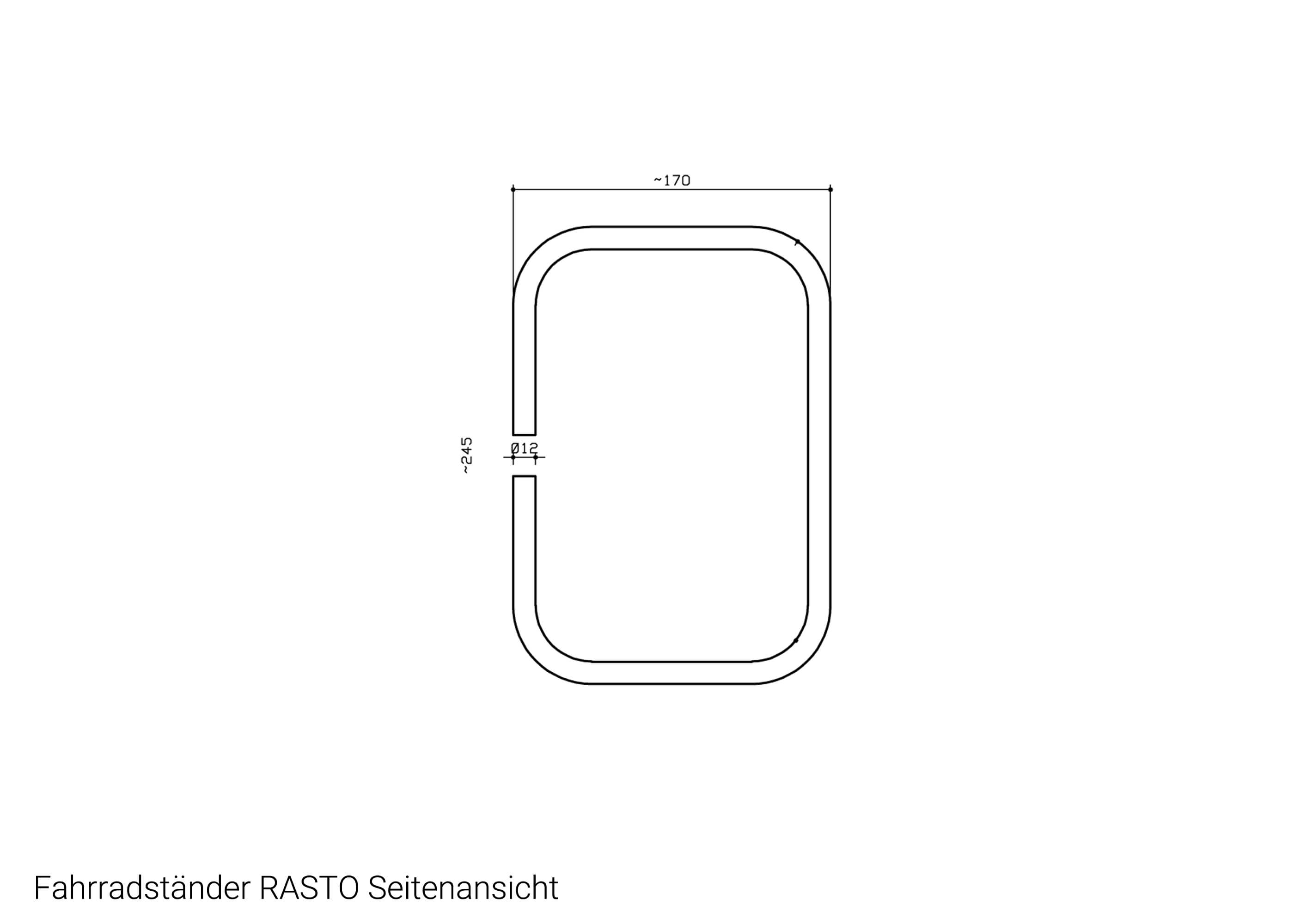 Fahrradständer RASTO Seitenansicht Zeichnung