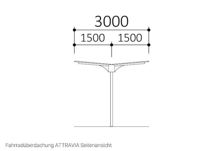 Fahrradüberdachung ATTRAVIA Seitenansicht Fahrradüberdachung ATTRAVIA Seitenansicht