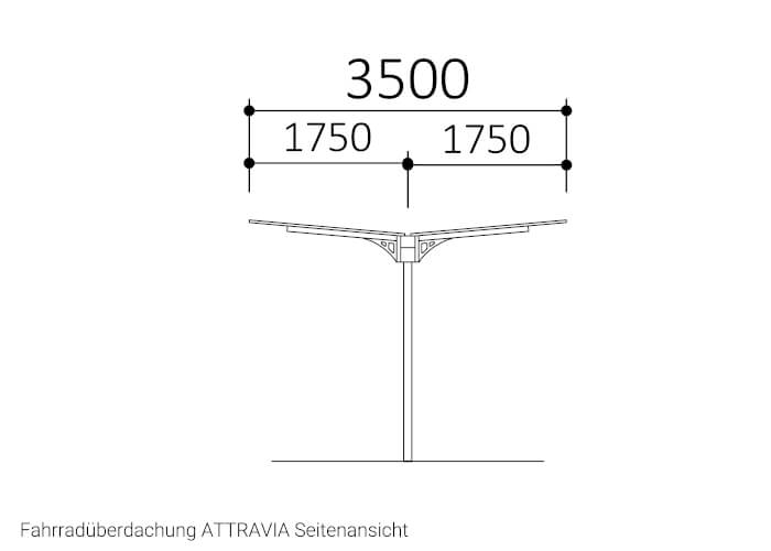 Fahrradüberdachung ATTRAVIA Seitenansicht Fahrradüberdachung ATTRAVIA Seitenansicht