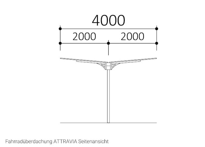 Fahrradüberdachung ATTRAVIA Seitenansicht Fahrradüberdachung ATTRAVIA Seitenansicht