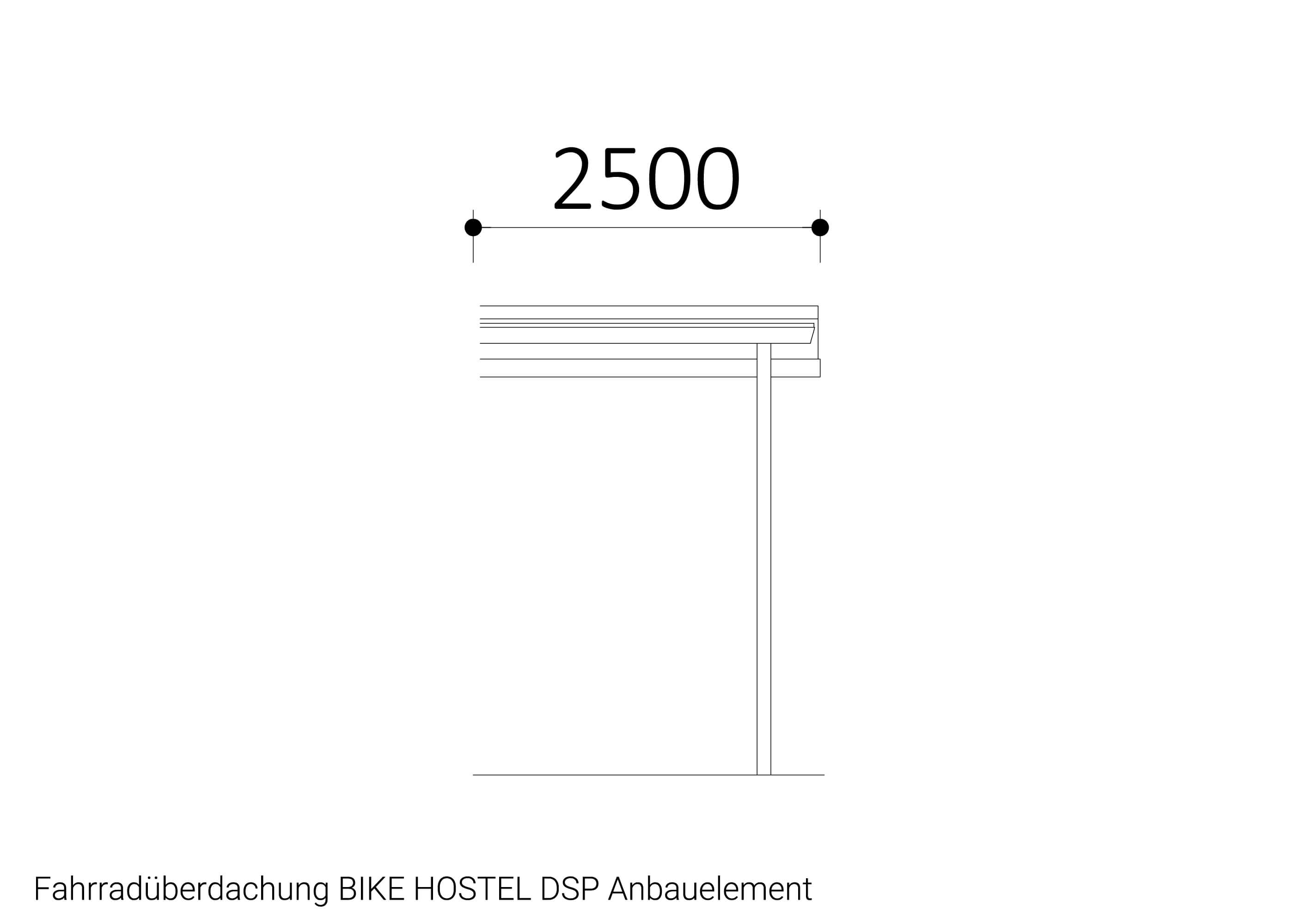 Fahrradüberdachung BIKE-HOSTEL DSP Anbauelement Zeichnung Fahrradüberdachung BIKE-HOSTEL DSP Anbauelement