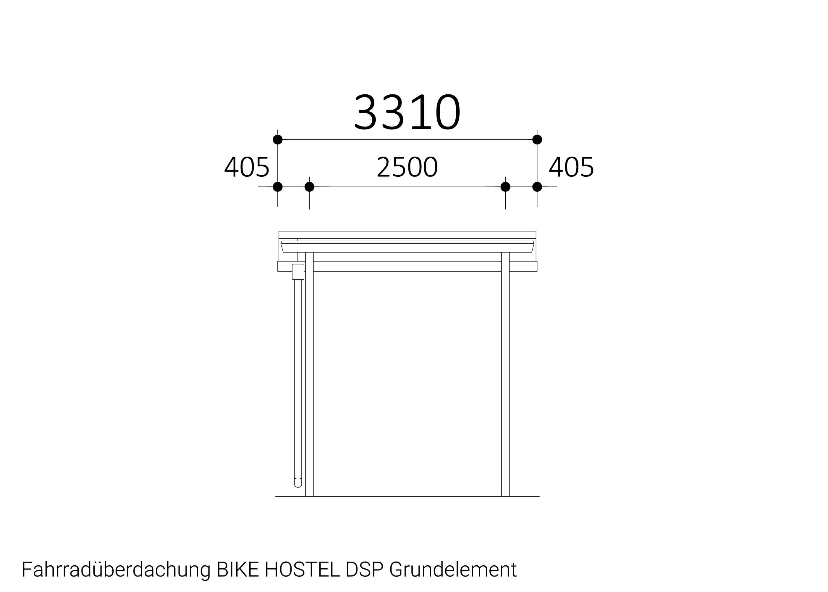 Fahrradüberdachung BIKE-HOSTEL DSP Grundelement Zeichnung Fahrradüberdachung BIKE-HOSTEL DSP Grundelement