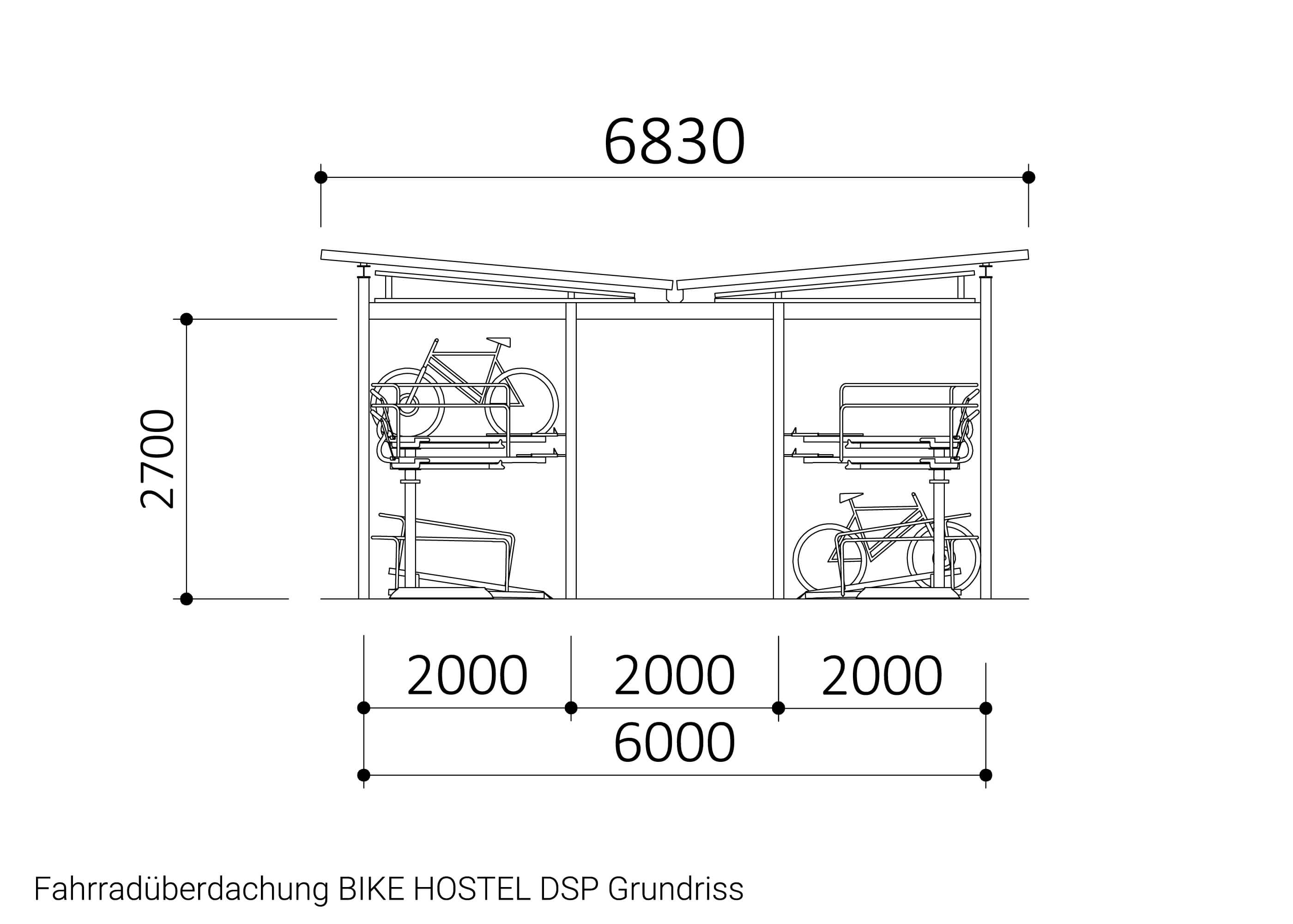 Fahrradüberdachung BIKE-HOSTEL DSP Grundriss 1 Zeichnung Fahrradüberdachung BIKE-HOSTEL DSP Grundriss 1