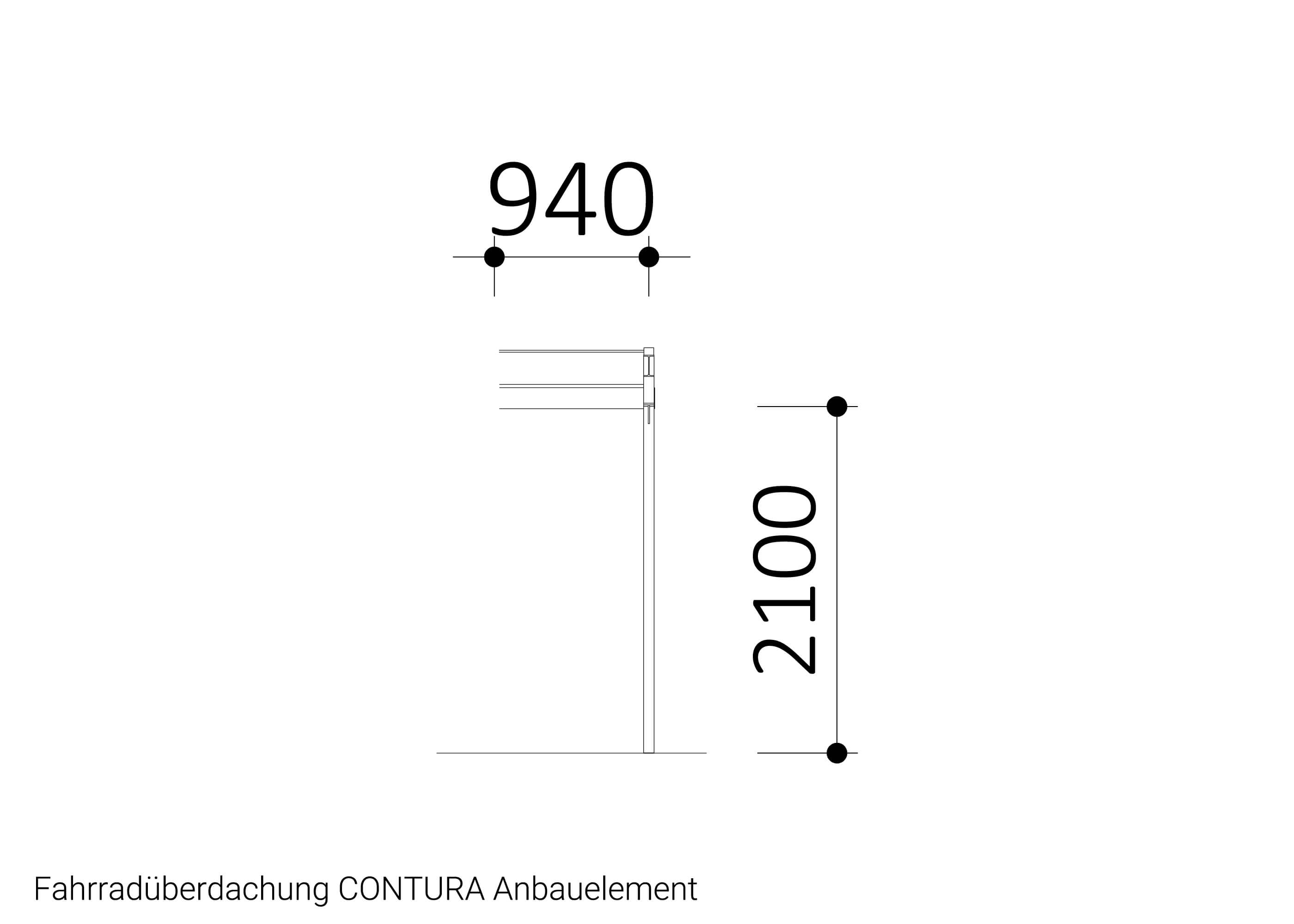 Zeichnung Fahrradüberdachung CONTURA Anbauelement