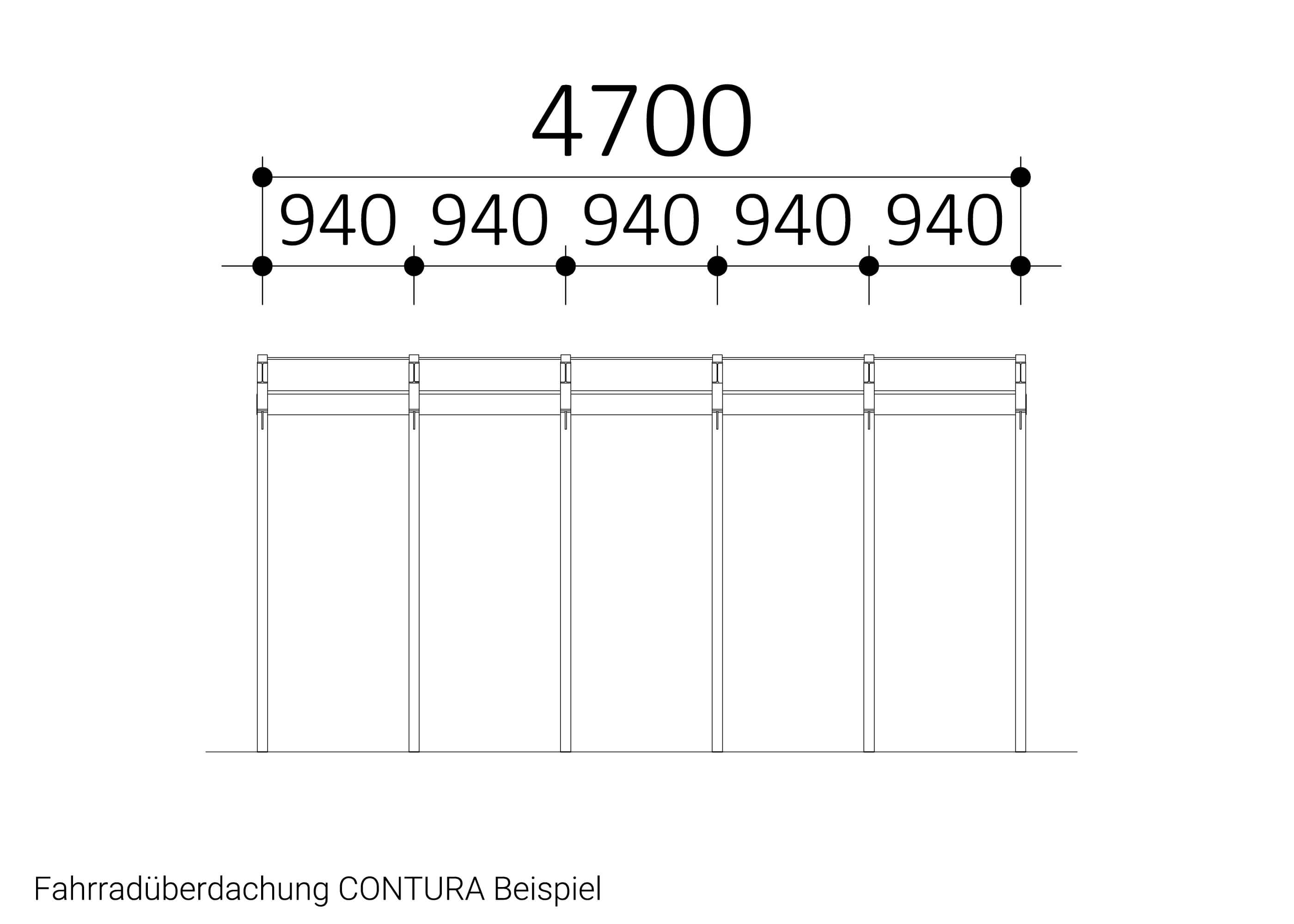 Zeichnung Fahrradüberdachung CONTURA Beispiel