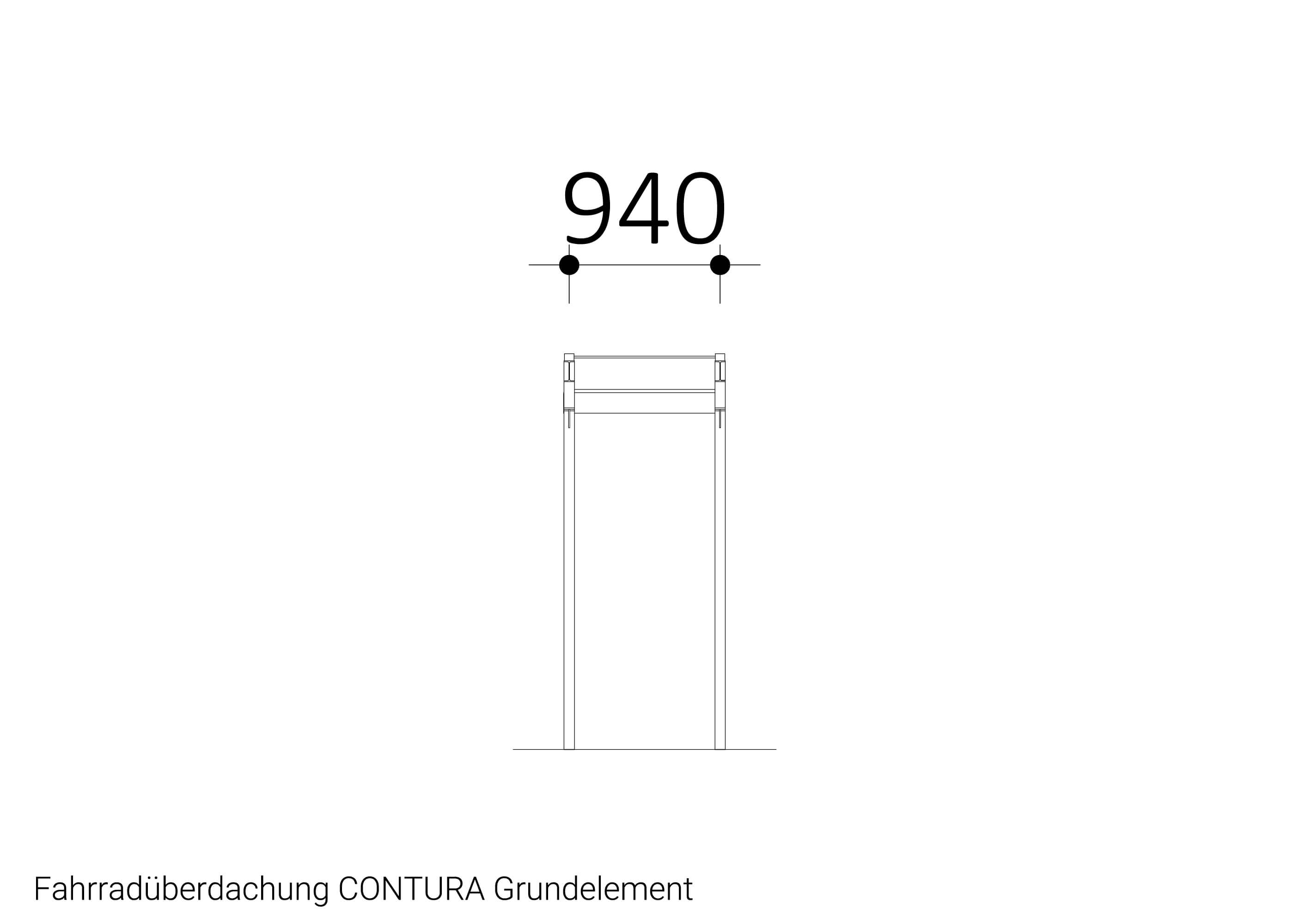 Zeichnung Fahrradüberdachung CONTURA Grundelement