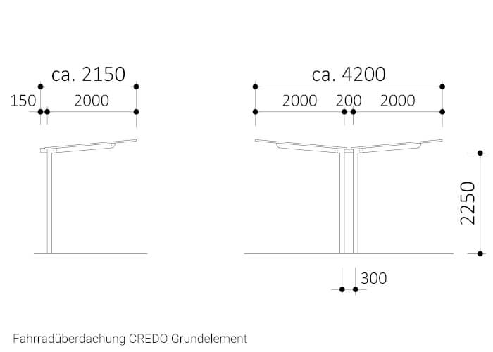 Fahrradüberdachung CREDO Grundelement