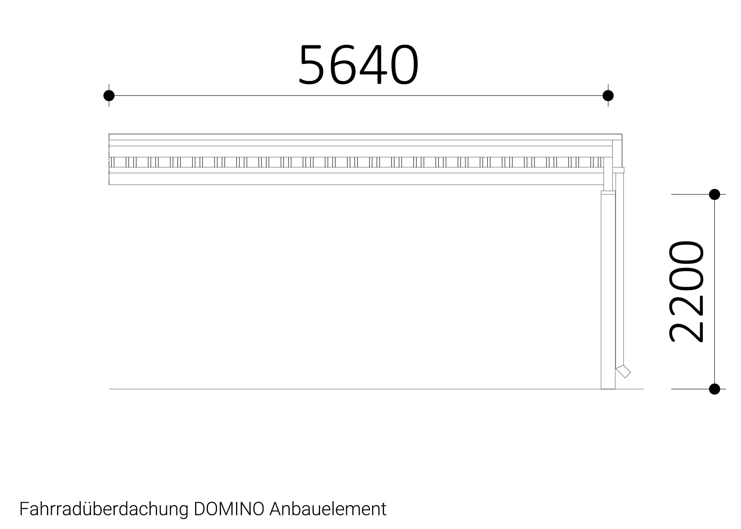 Fahrradüberdachung DOMINO Anbauelement Zeichnung Fahrradüberdachung DOMINO Anbauelement