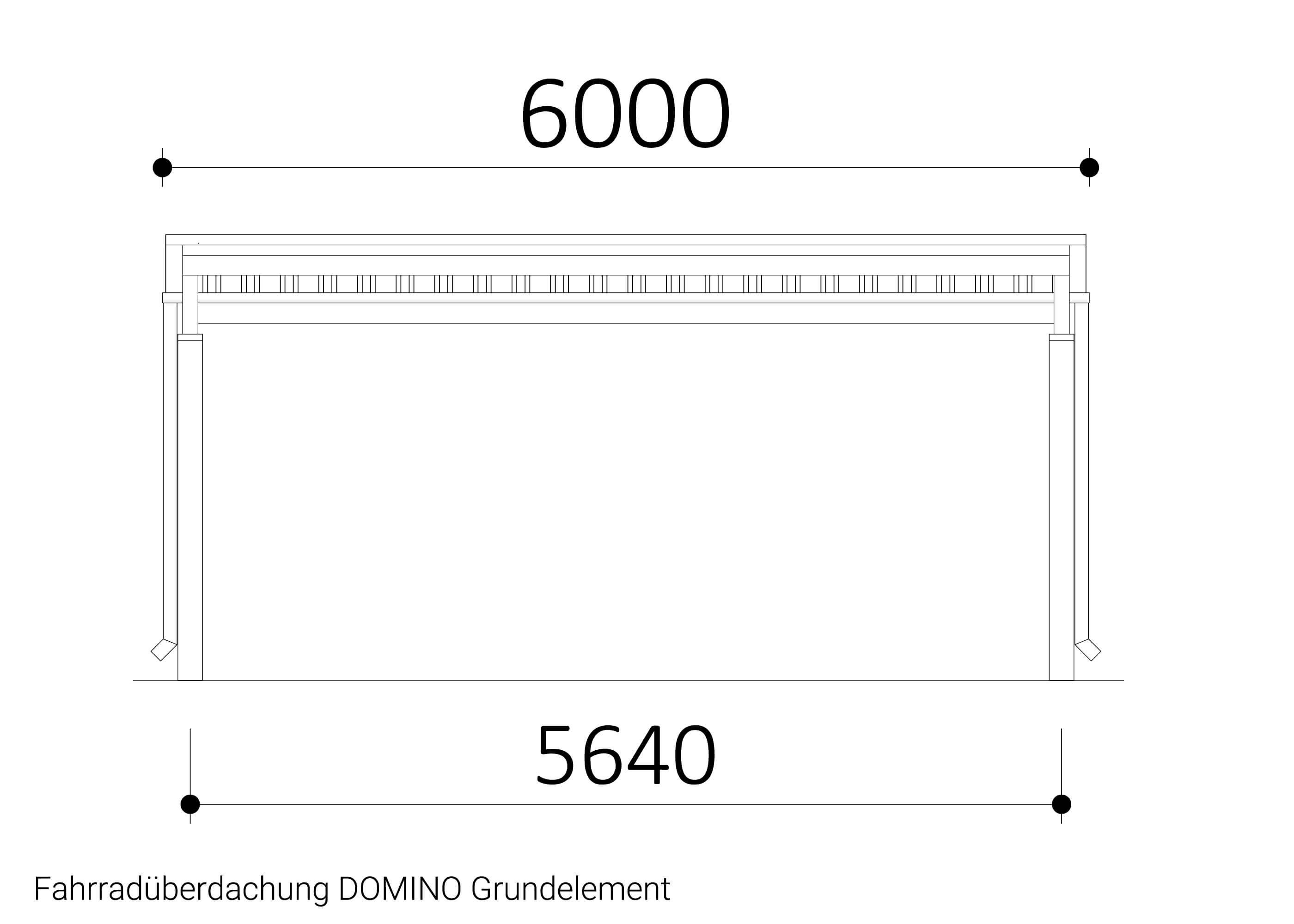 Fahrradüberdachung DOMINO Grundelement Zeichnung Fahrradüberdachung DOMINO Grundelement