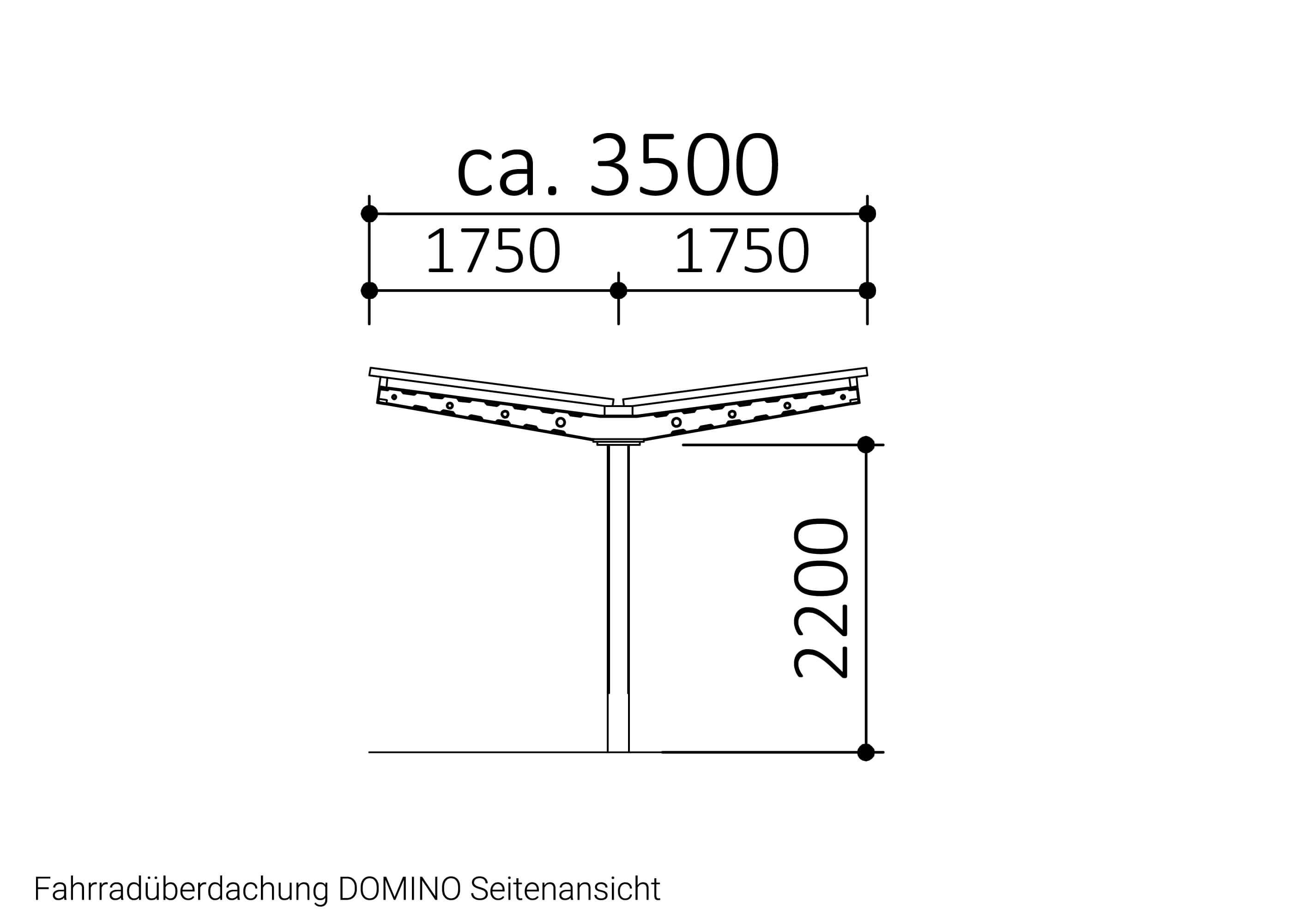 Fahrradüberdachung DOMINO Seitenansicht Zeichnung Fahrradüberdachung DOMINO Seitenansicht