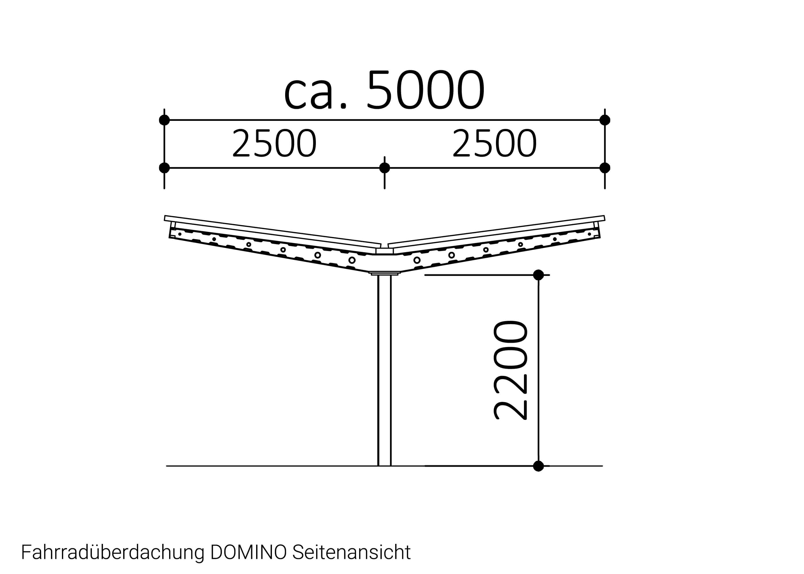 Fahrradüberdachung DOMINO Seitenansicht Zeichnung Fahrradüberdachung DOMINO Seitenansicht