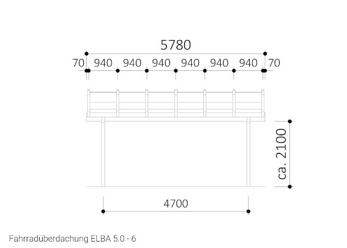 Fahrradüberdachung ELBA 5.0 - 6