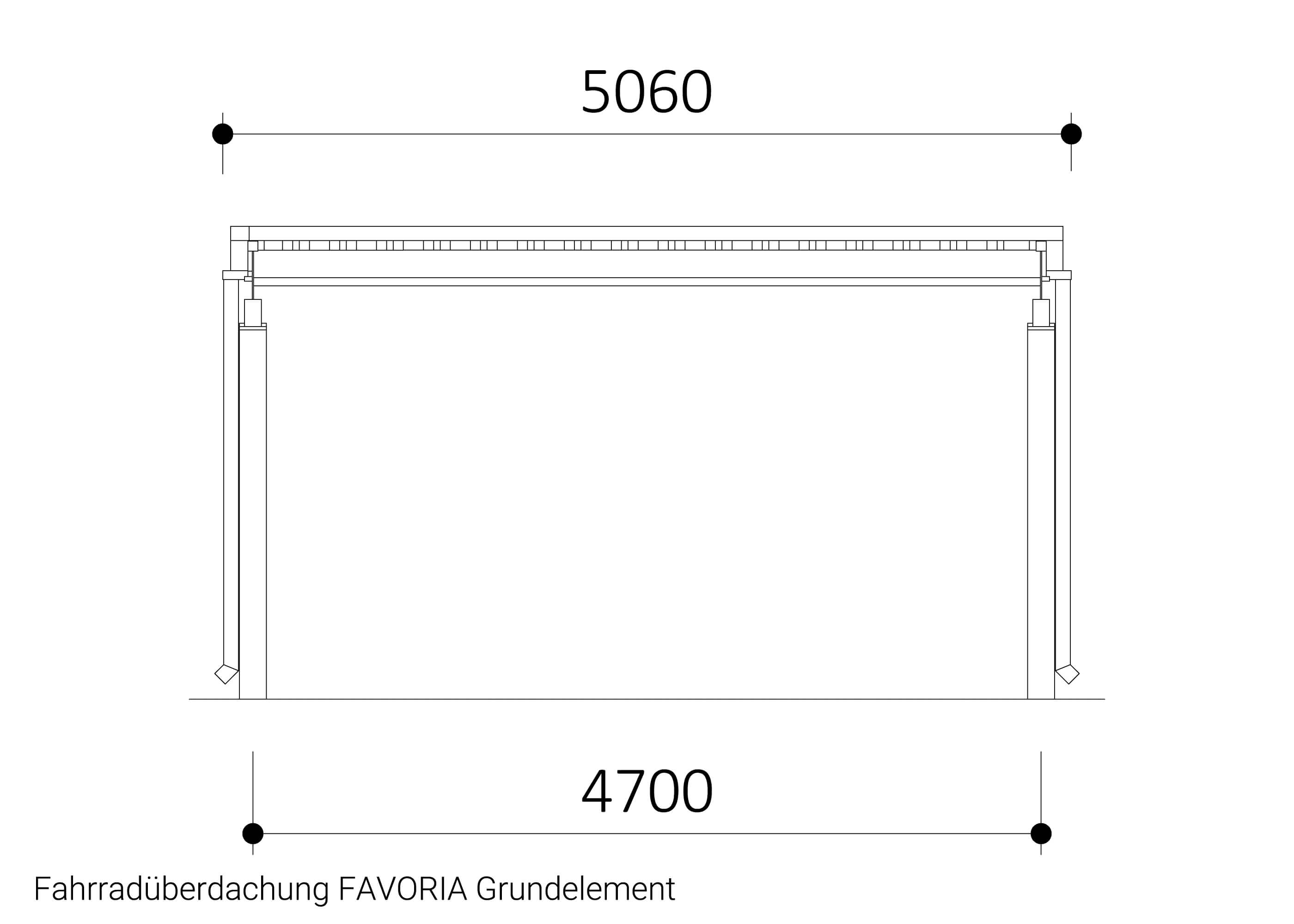 Fahrradüberdachung FAVORIA Grundelement Zeichnung Fahrradüberdachung FAVORIA Grundelement