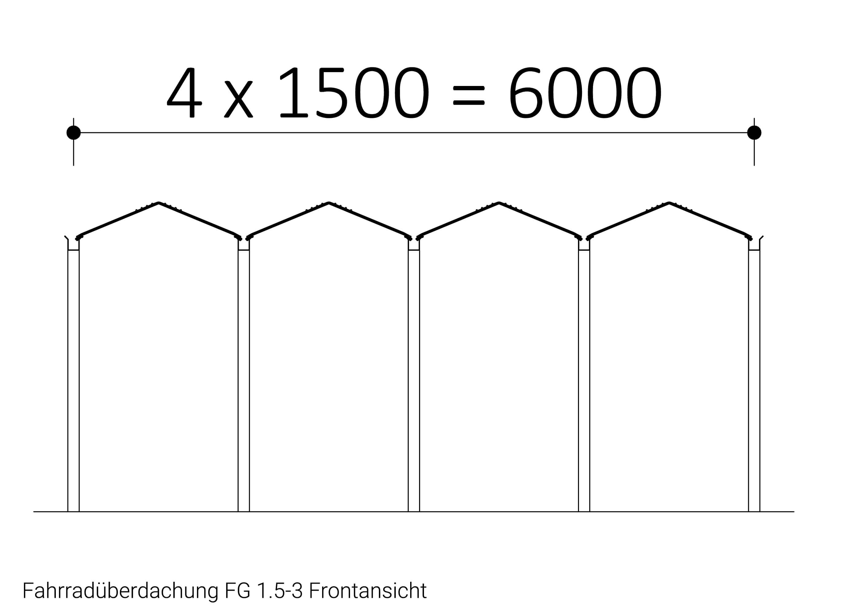 Zeichnung Fahrradüberdachung FG 1.5-3 Frontansicht 1