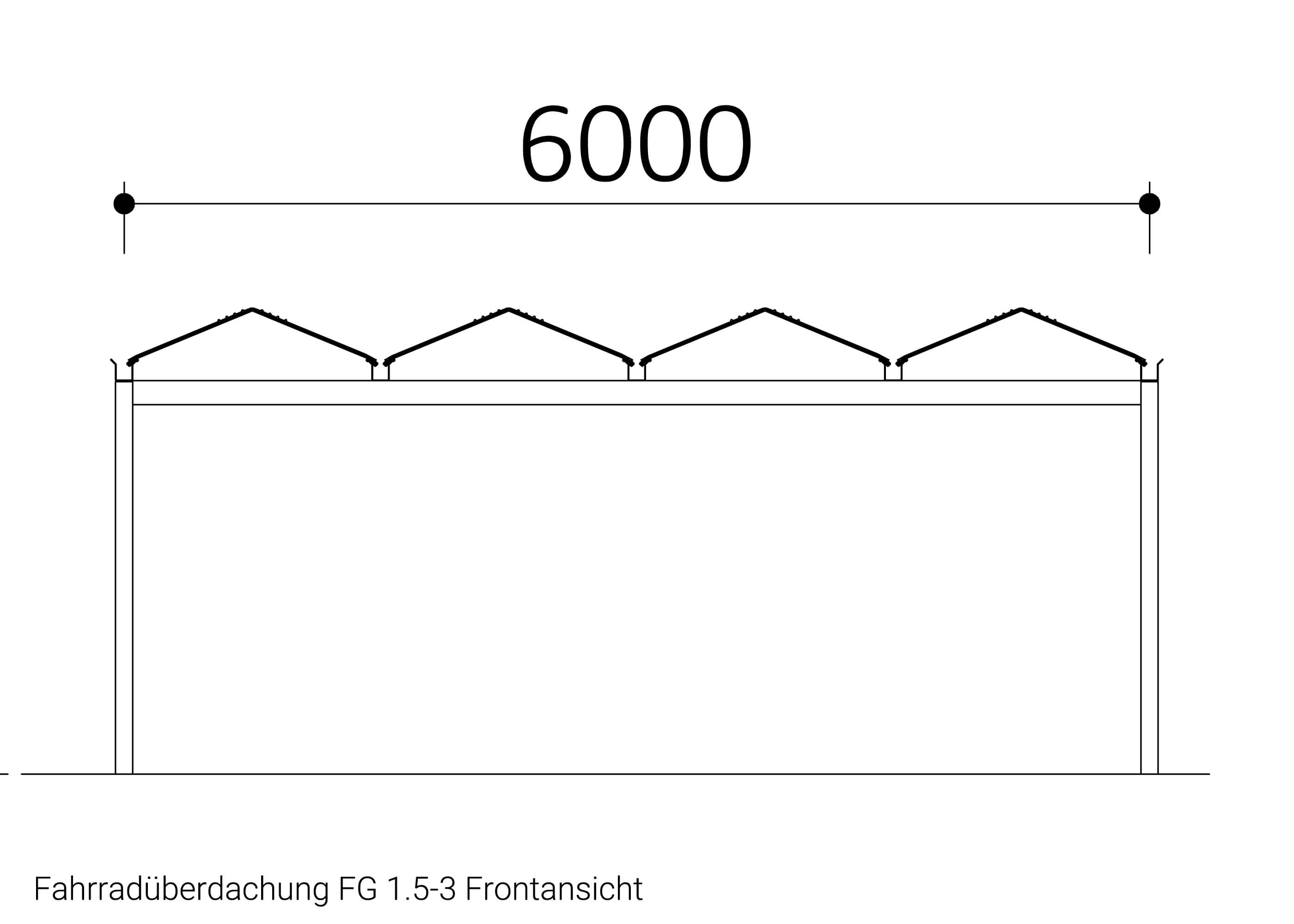 Zeichnung Fahrradüberdachung FG 1.5-3 Frontansicht 2