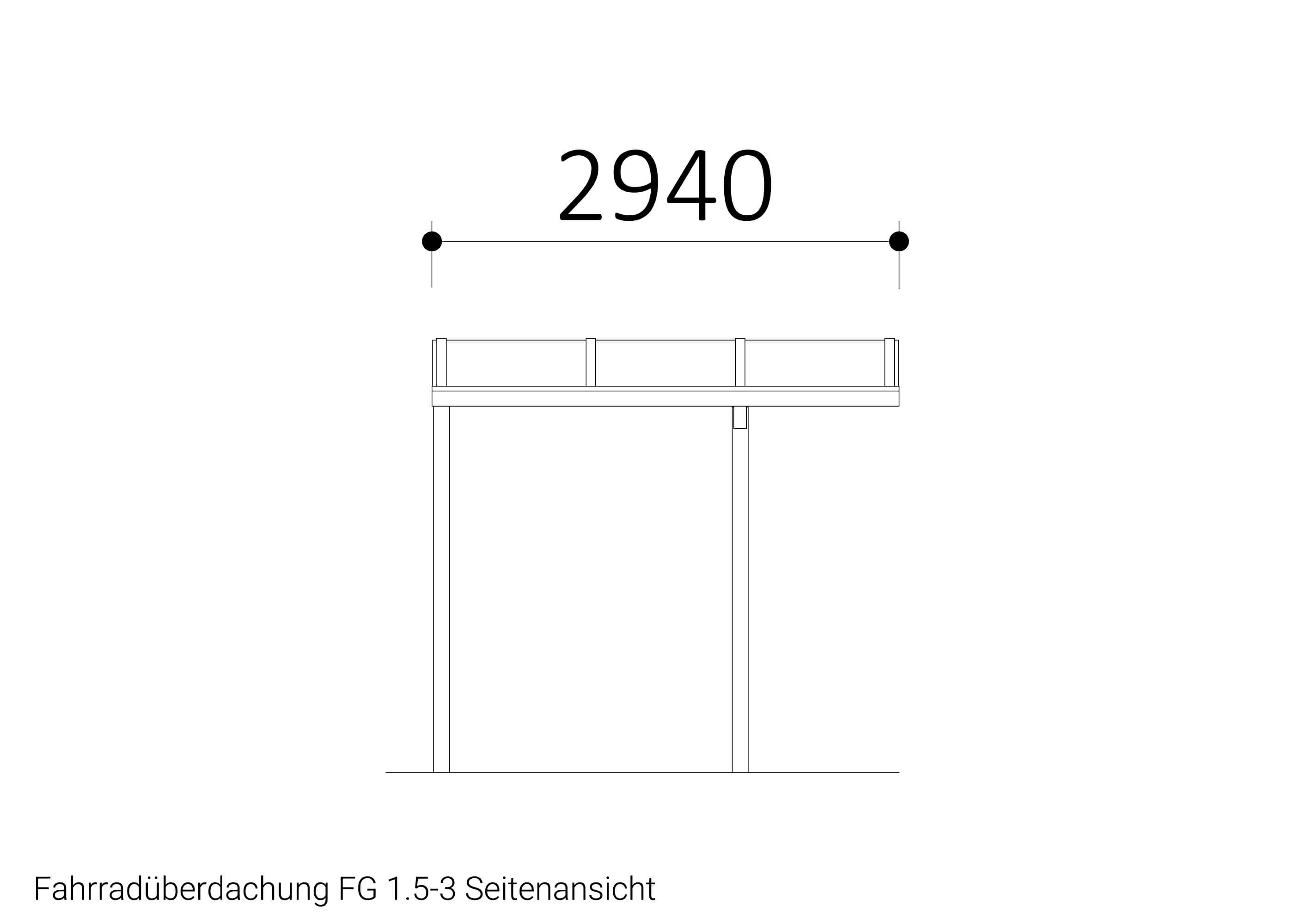 Zeichnung Fahrradüberdachung FG 1.5-3 Seitenansicht