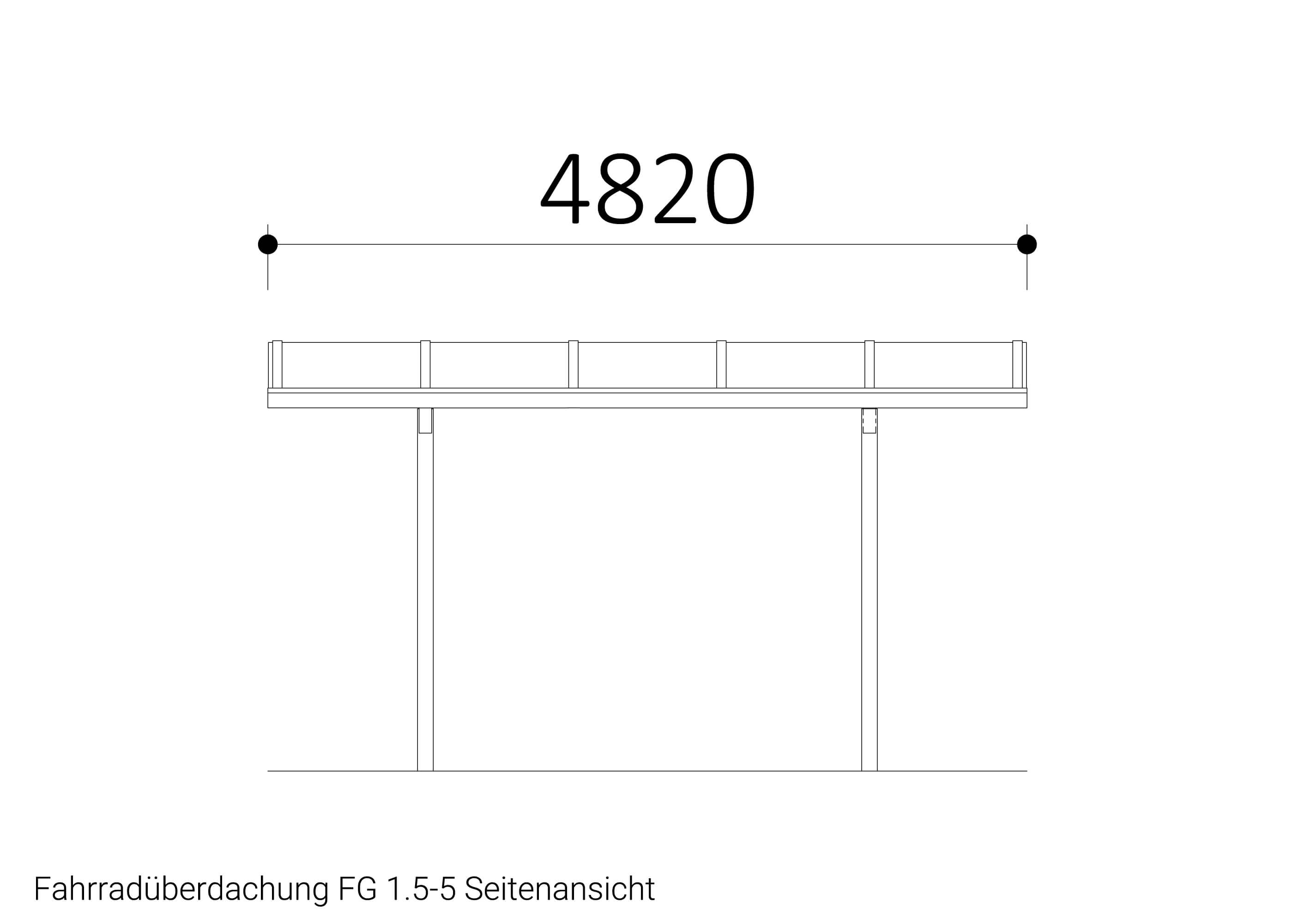 Zeichnung Fahrradüberdachung FG 1.5-5 Seitenansicht