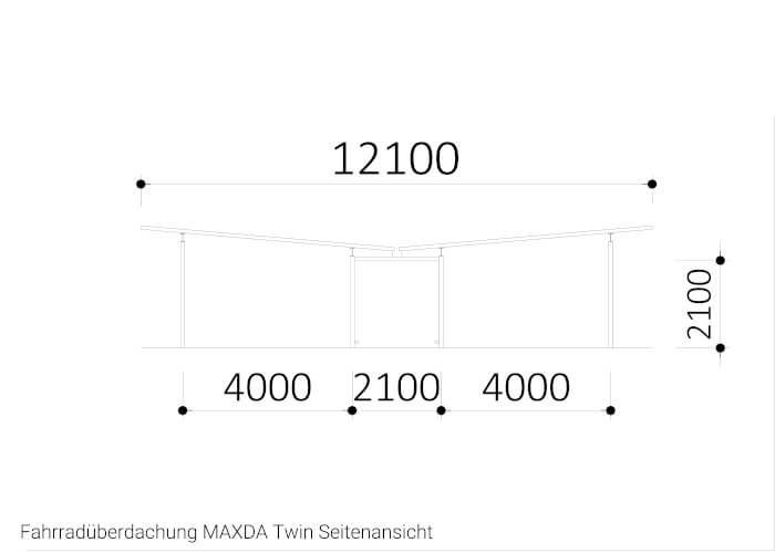Fahrradüberdachung MAXDA Twin Seitenansicht